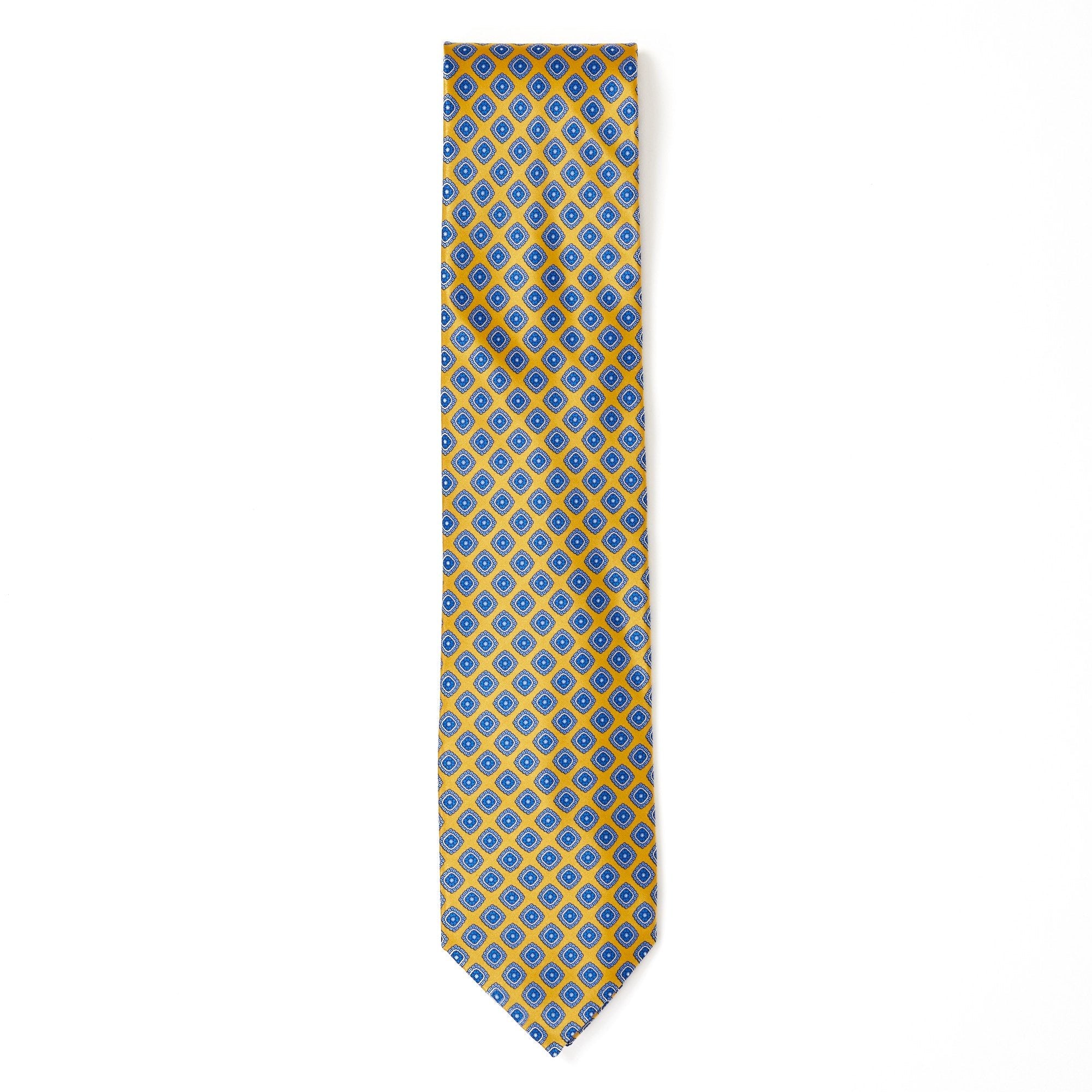 STEFANO RICCI Square Pattern Tie BLUE/YELLOW - Henry BucksTies13SS220077 - BLUYEL