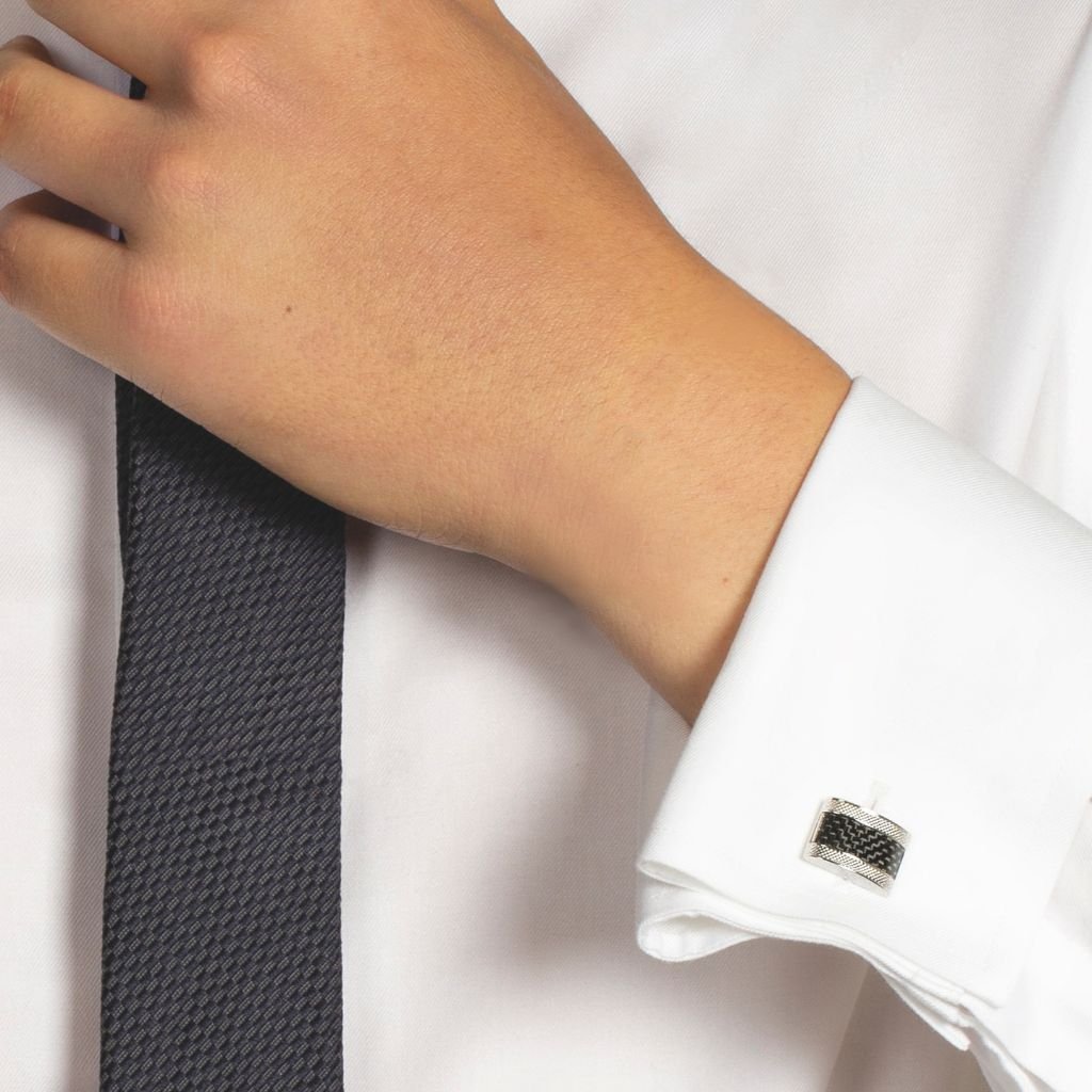 TATEOSSIAN D - Shape Cufflinks BLACK/SILVER - Henry Bucks