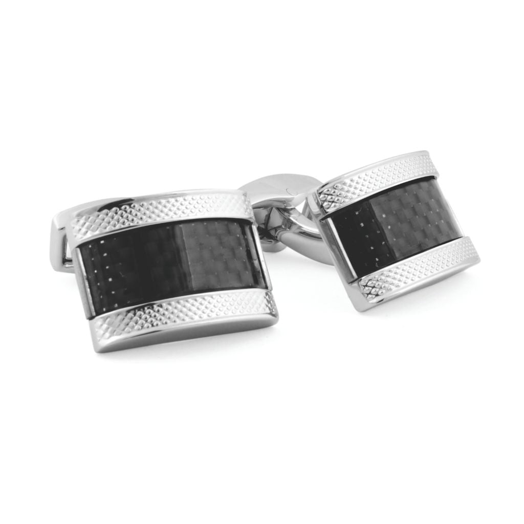 TATEOSSIAN D - Shape Cufflinks BLACK/SILVER - Henry Bucks