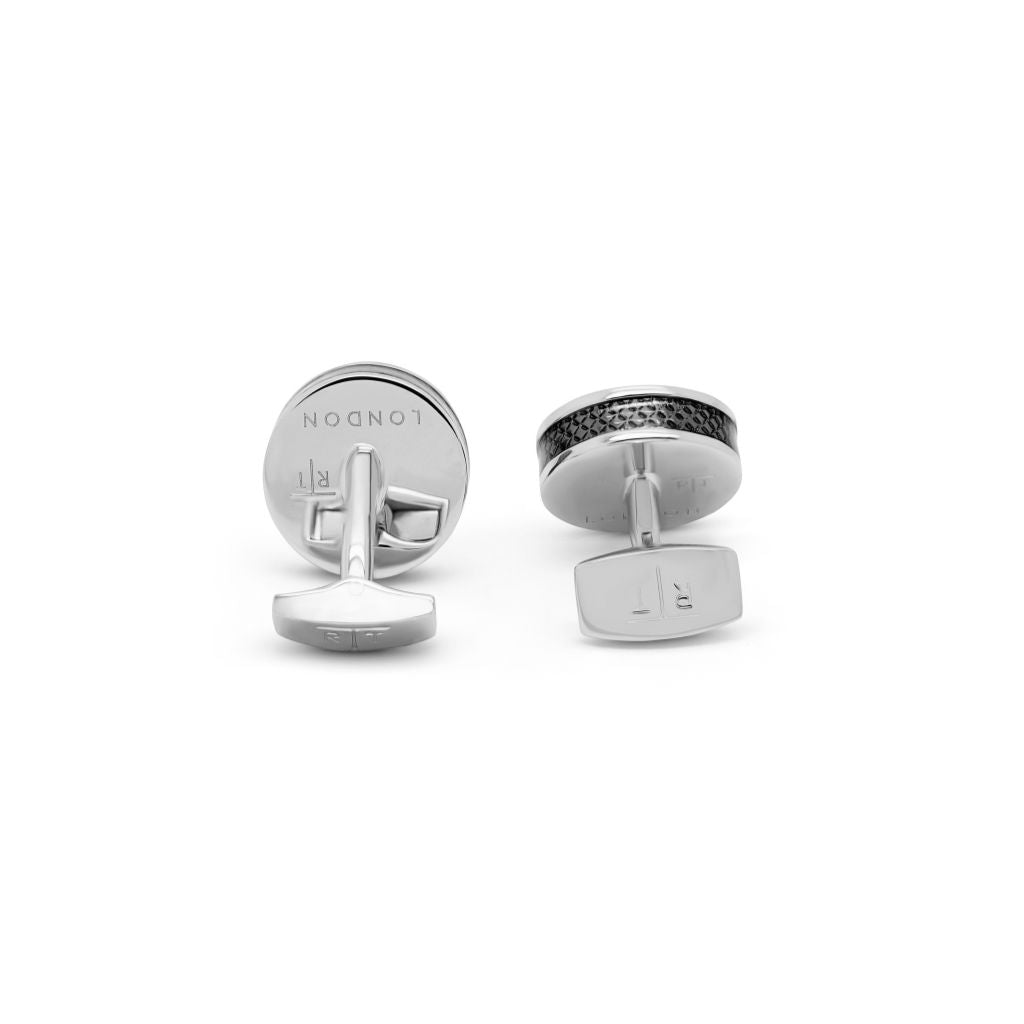 TATEOSSIAN Tablet Ice Cufflinks BLACK/SILVER - Henry Bucks
