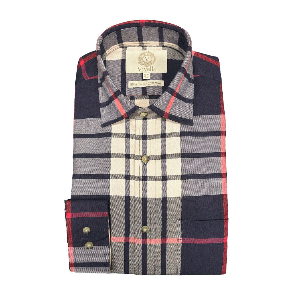 VIYELLA House Check Shirt NAVY/RED - Henry Bucks