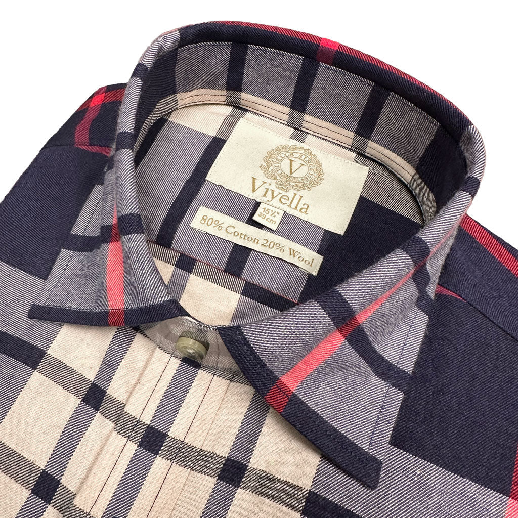 VIYELLA House Check Shirt NAVY/RED - Henry Bucks
