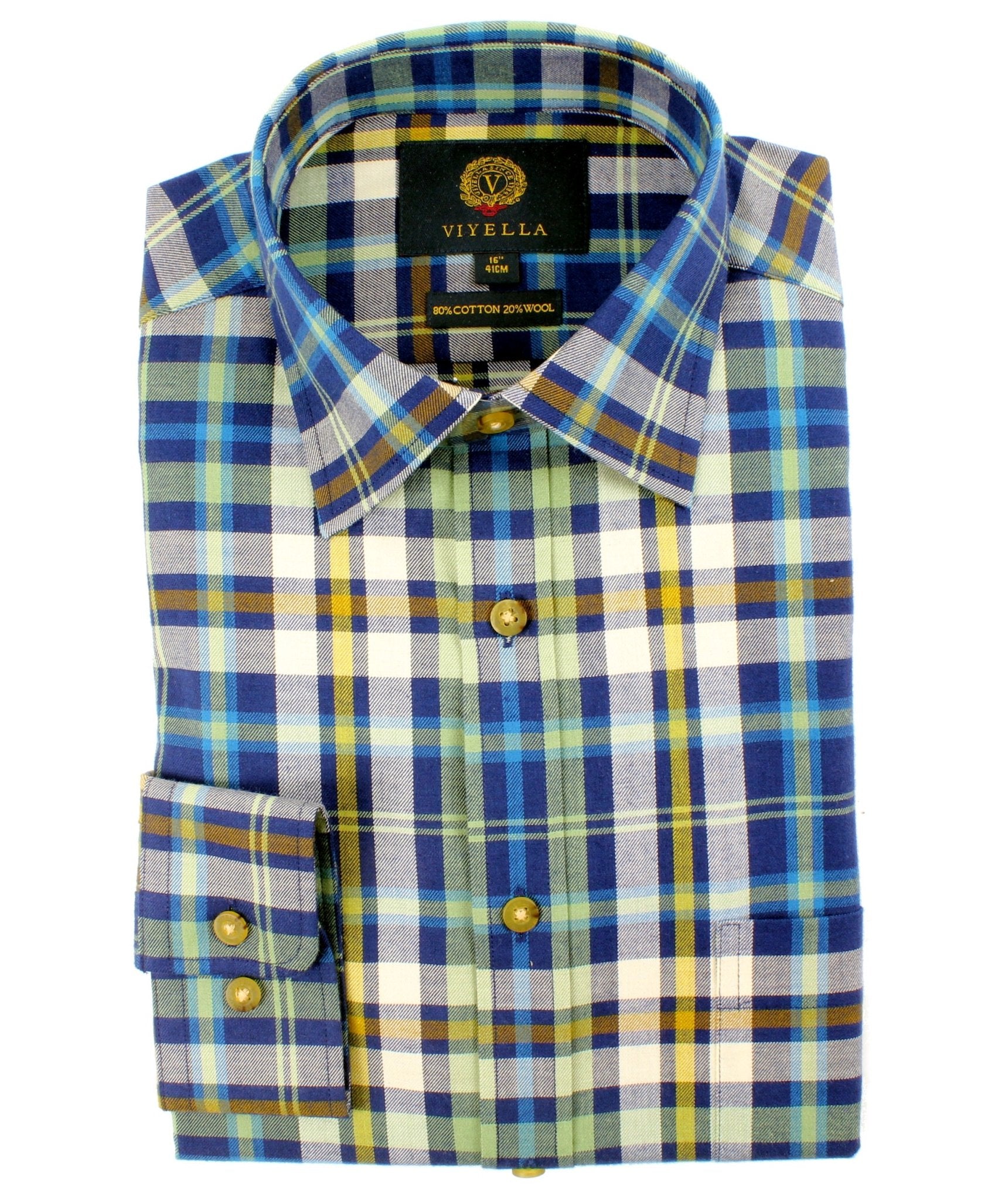 VIYELLA Plaid Shirt BLUE GREEN - Henry BucksShirts05AW240005 - BLUGRN - 15/S