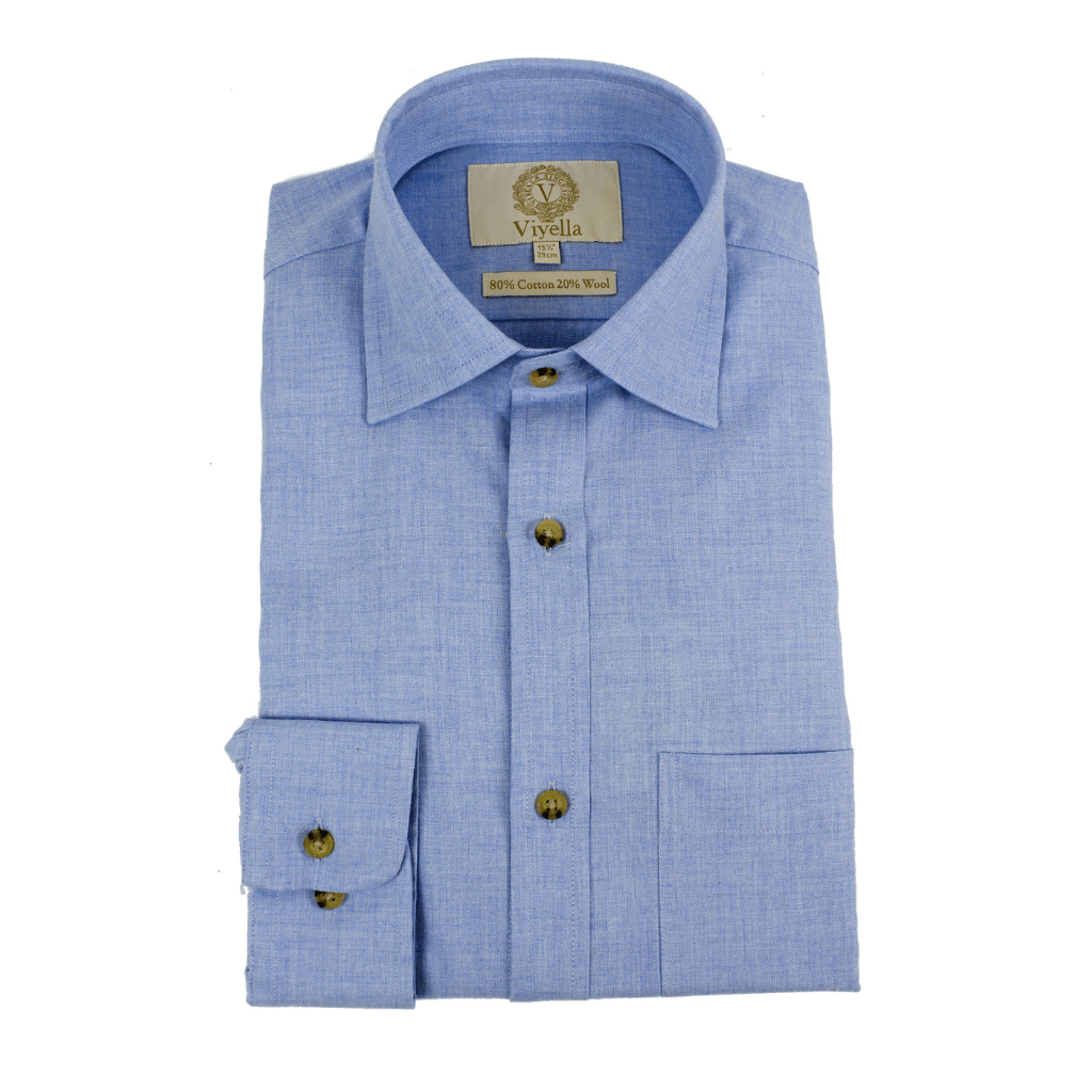 VIYELLA Plain Marl Shirt SKY DENIM - Henry Bucks