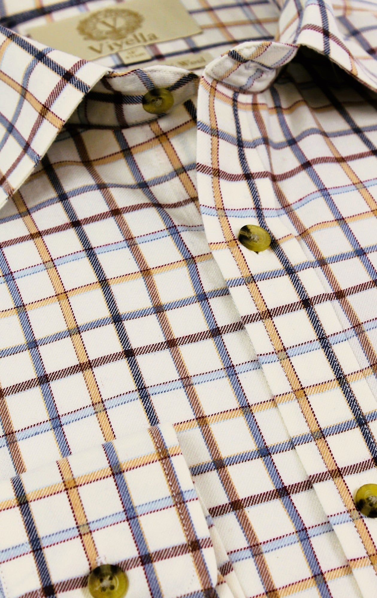 VIYELLA Tattersall Check Shirt BLUE/BROWN - Henry Bucks