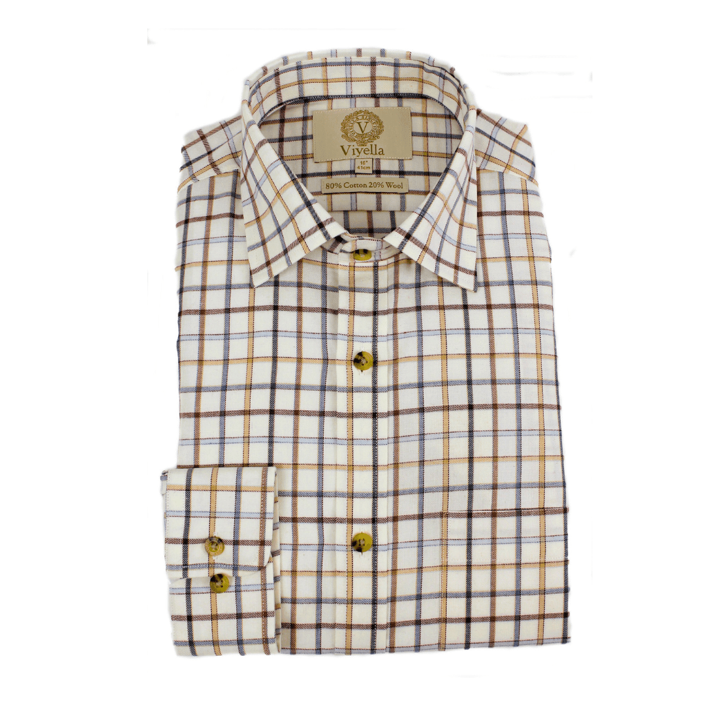 VIYELLA Tattersall Check Shirt BLUE/BROWN - Henry Bucks