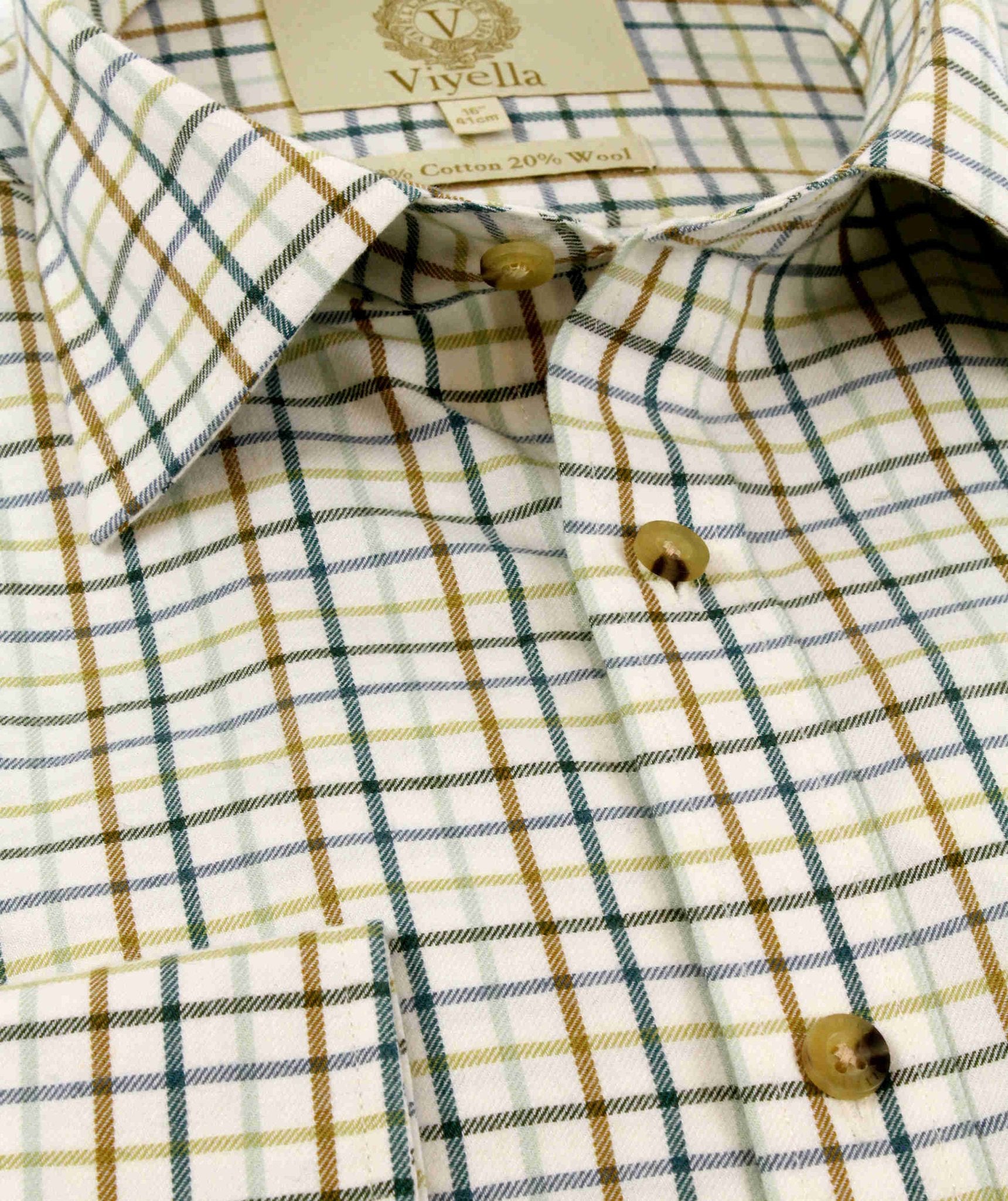 VIYELLA Tattersall Check Shirt BLUE/GREEN - Henry Bucks