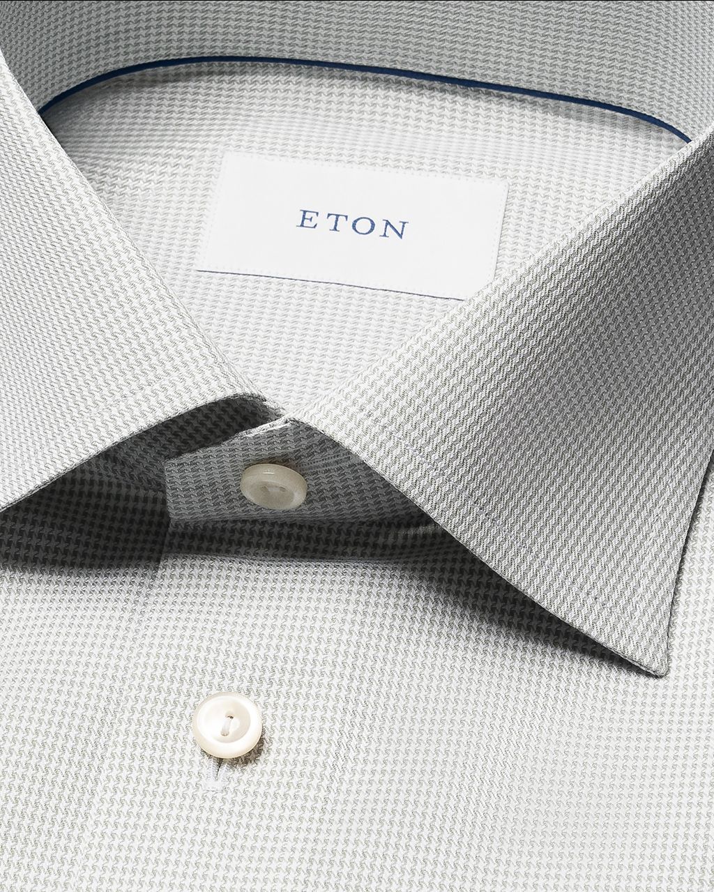 ETON Houndstooth Signature Twill Cotton Shirt GREEN