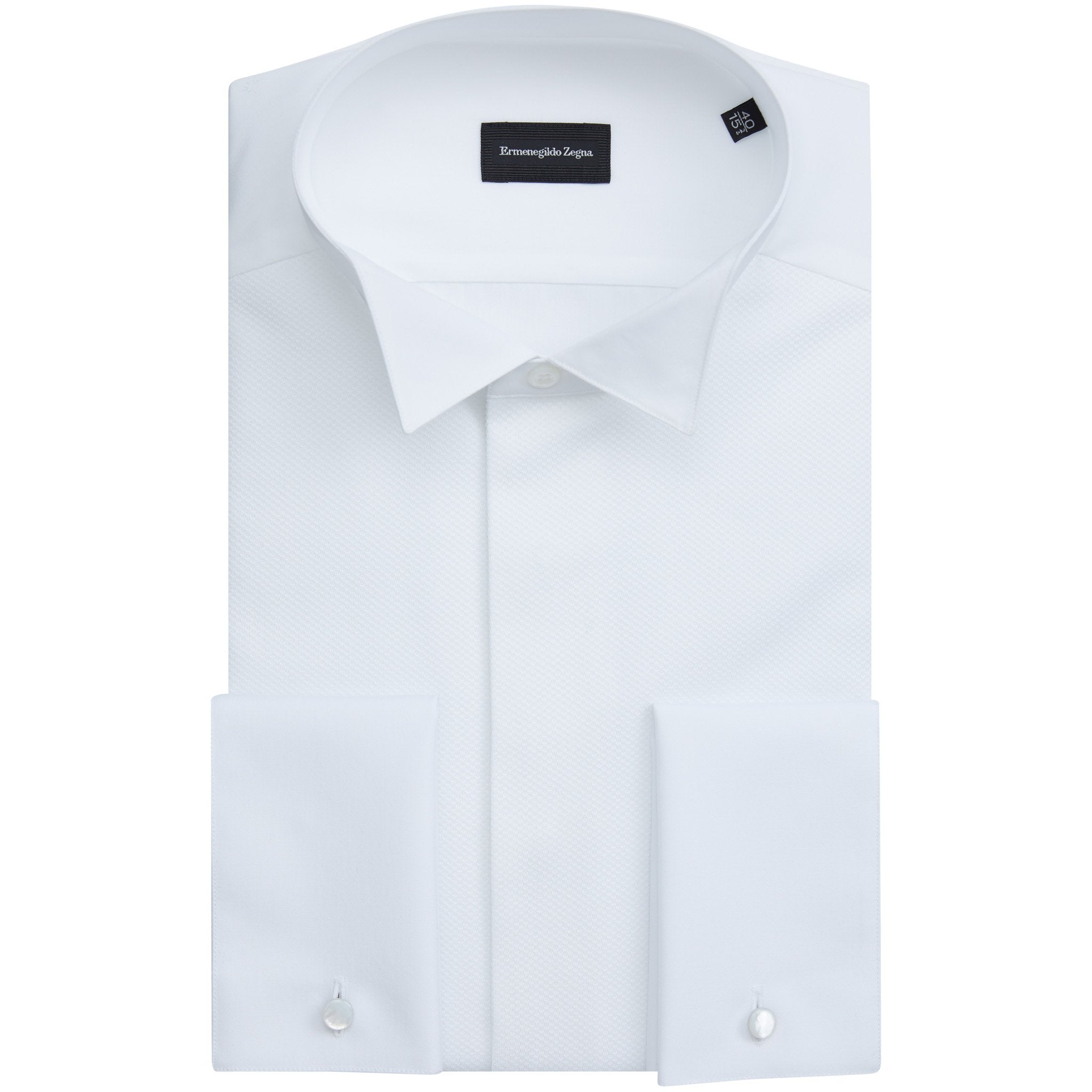 ZEGNA PIQUE TUXEDO SHIRT WHITE - Henry BucksShirts90ZE9MCCSM - WHTE - DC - 38