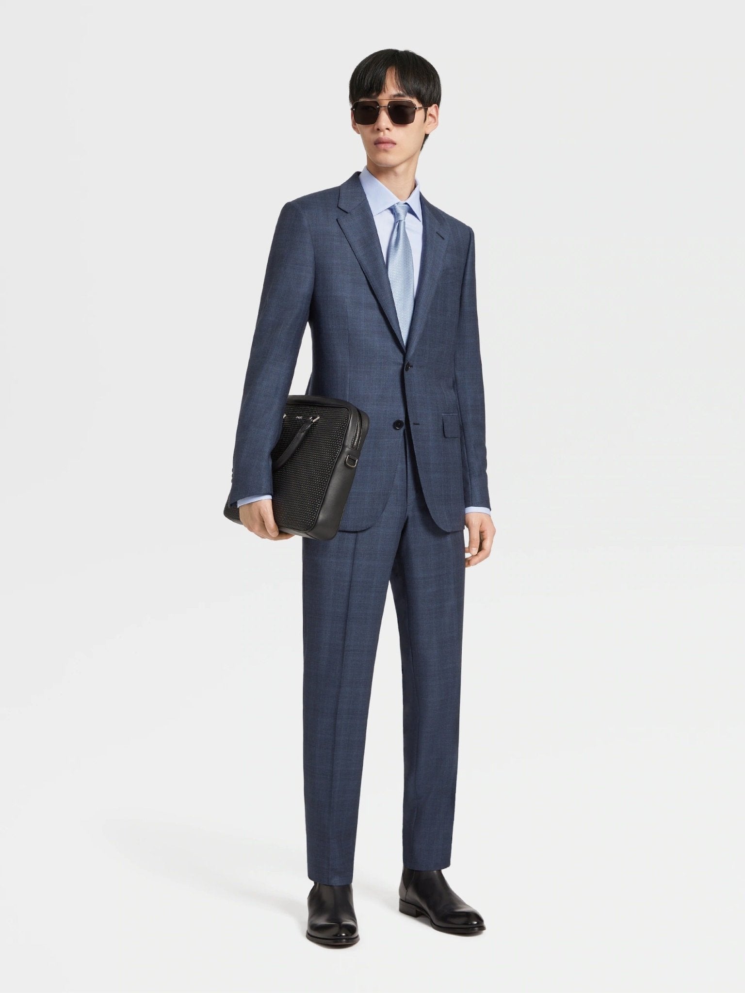 ZEGNA Prince of Wales TROFEO™ Wool Suit BLUE - Henry Bucks