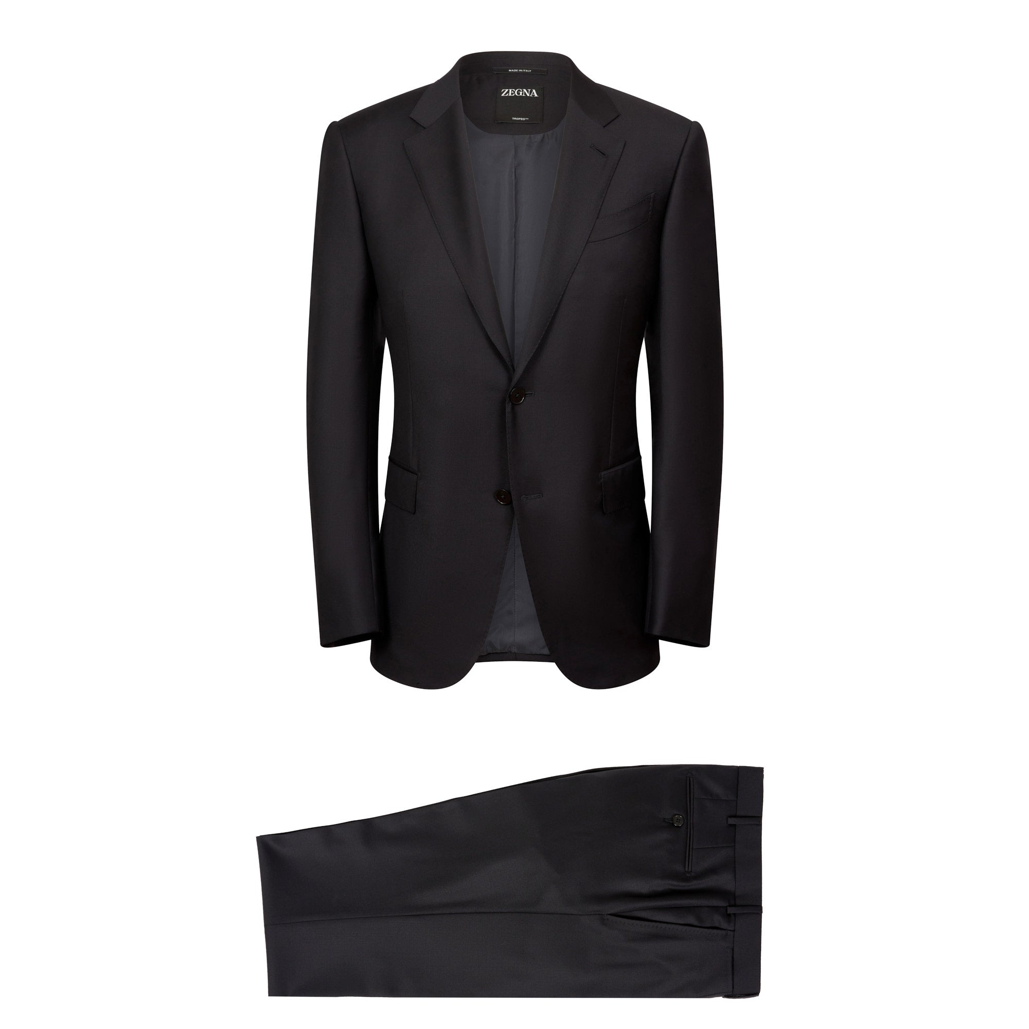 ZEGNA Trofeo™ Plain Wool Suit BLACK REG - Henry BucksSuits23AW221202 - BLCK - R - 50