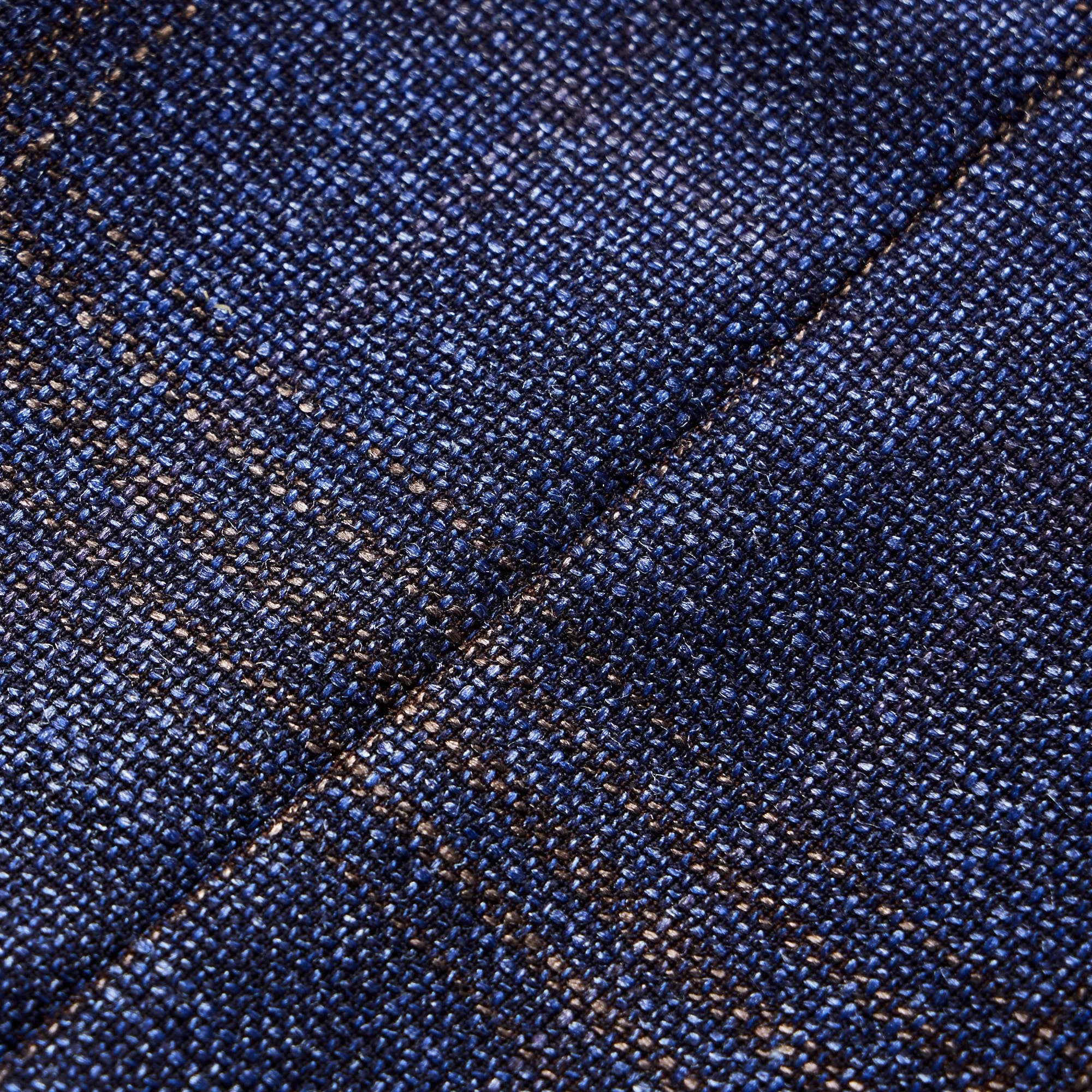 ZEGNA Wool Silk Check Jacket NAVY/BROWN REG - Henry Bucks