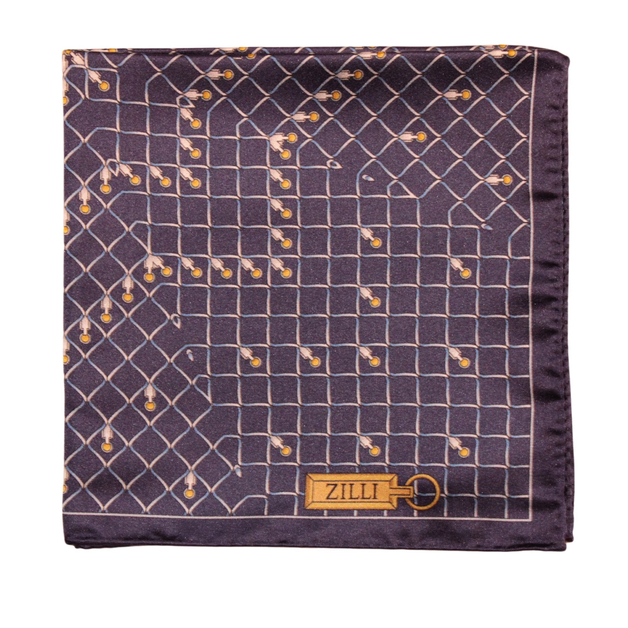 ZILLI Printed Silk Hanky NAVY - Henry BucksPocket Squares68SS240002 - NAVY