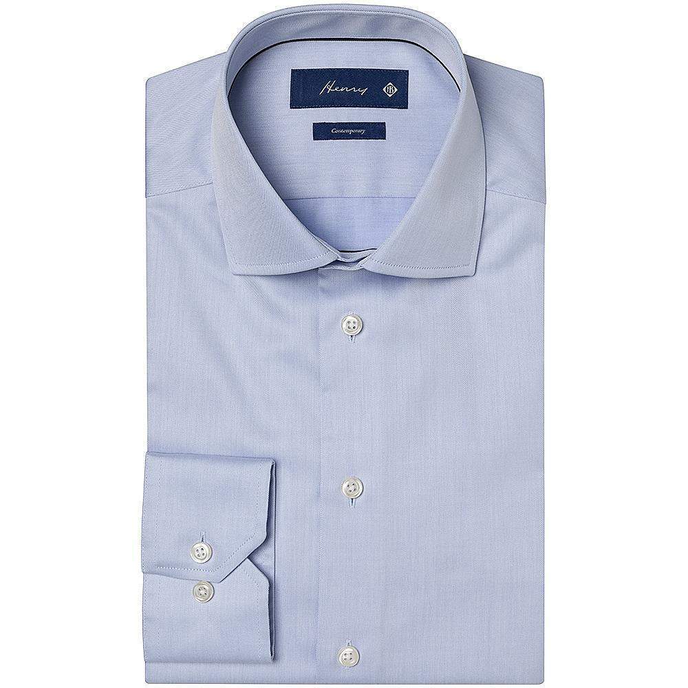 Henry Bucks-Henry Plain Twill Contemporary Fit Cotton Shirt-Henry Bucks