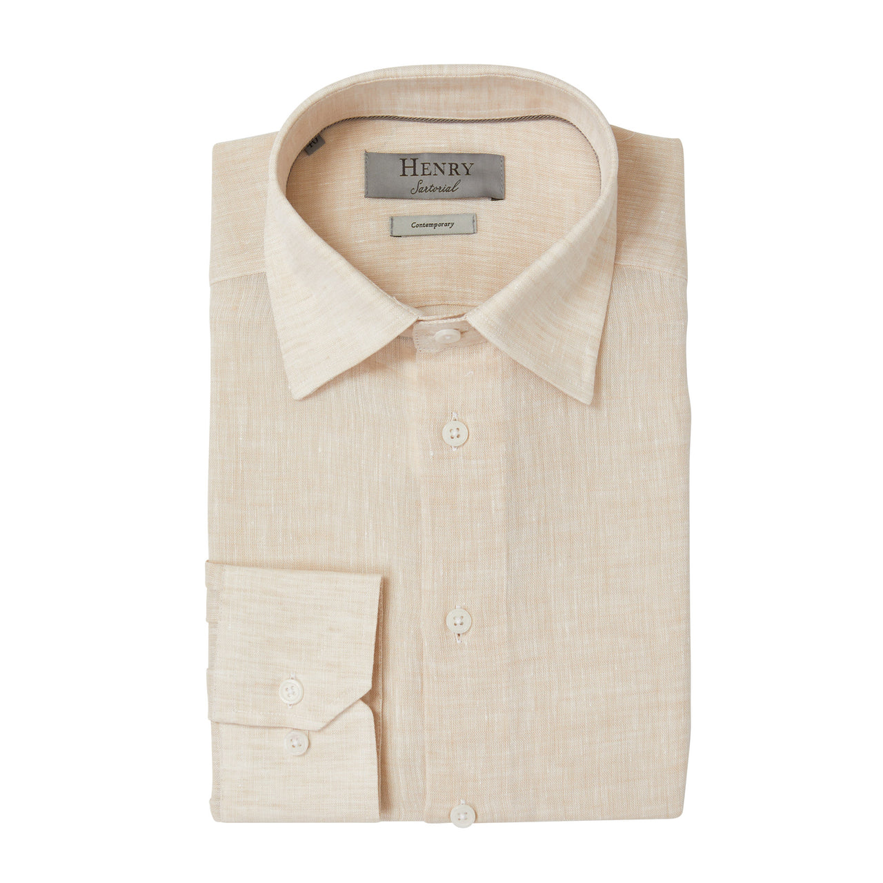 HENRY SARTORIAL Linen Shirt NATURAL