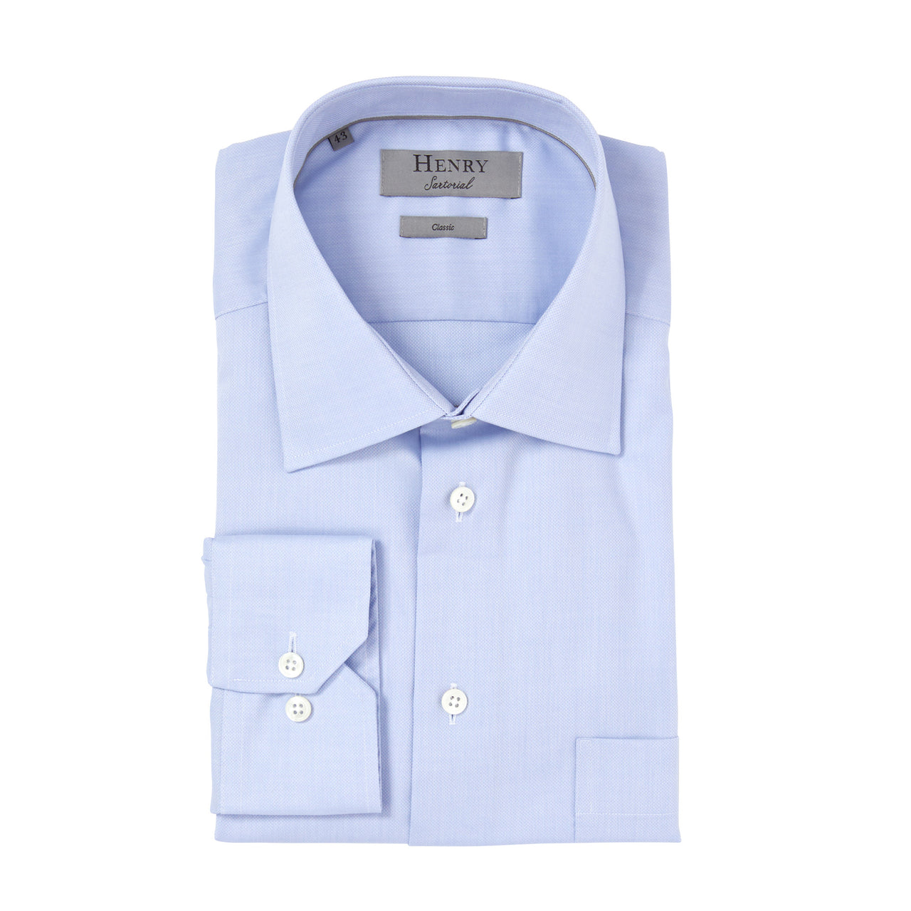 HENRY SARTORIAL Pinpoint Shirt Classic BLUE