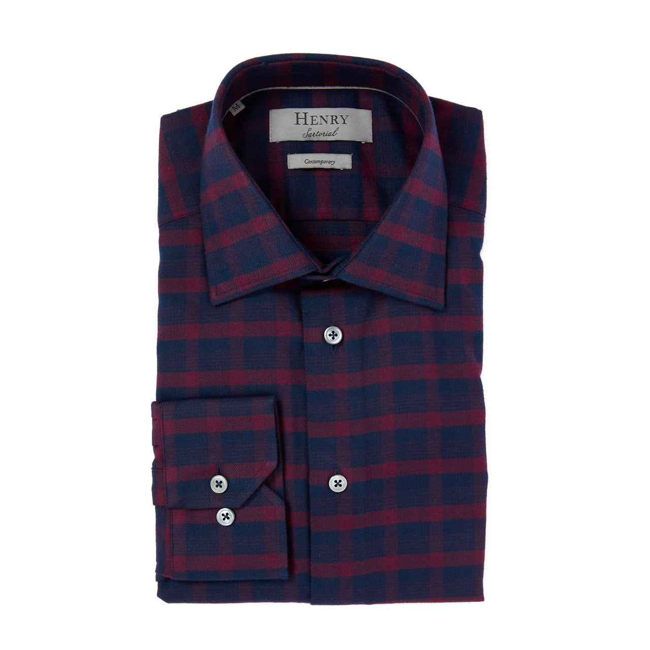 HENRY SARTORIAL Flannel Check Shirt RED