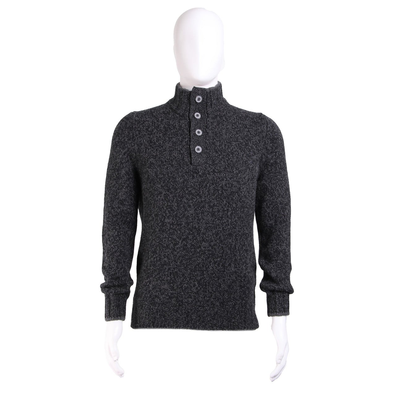 GRAN SASSO Super Geelong Lambswool 1/4 Button Knit CHARCOAL