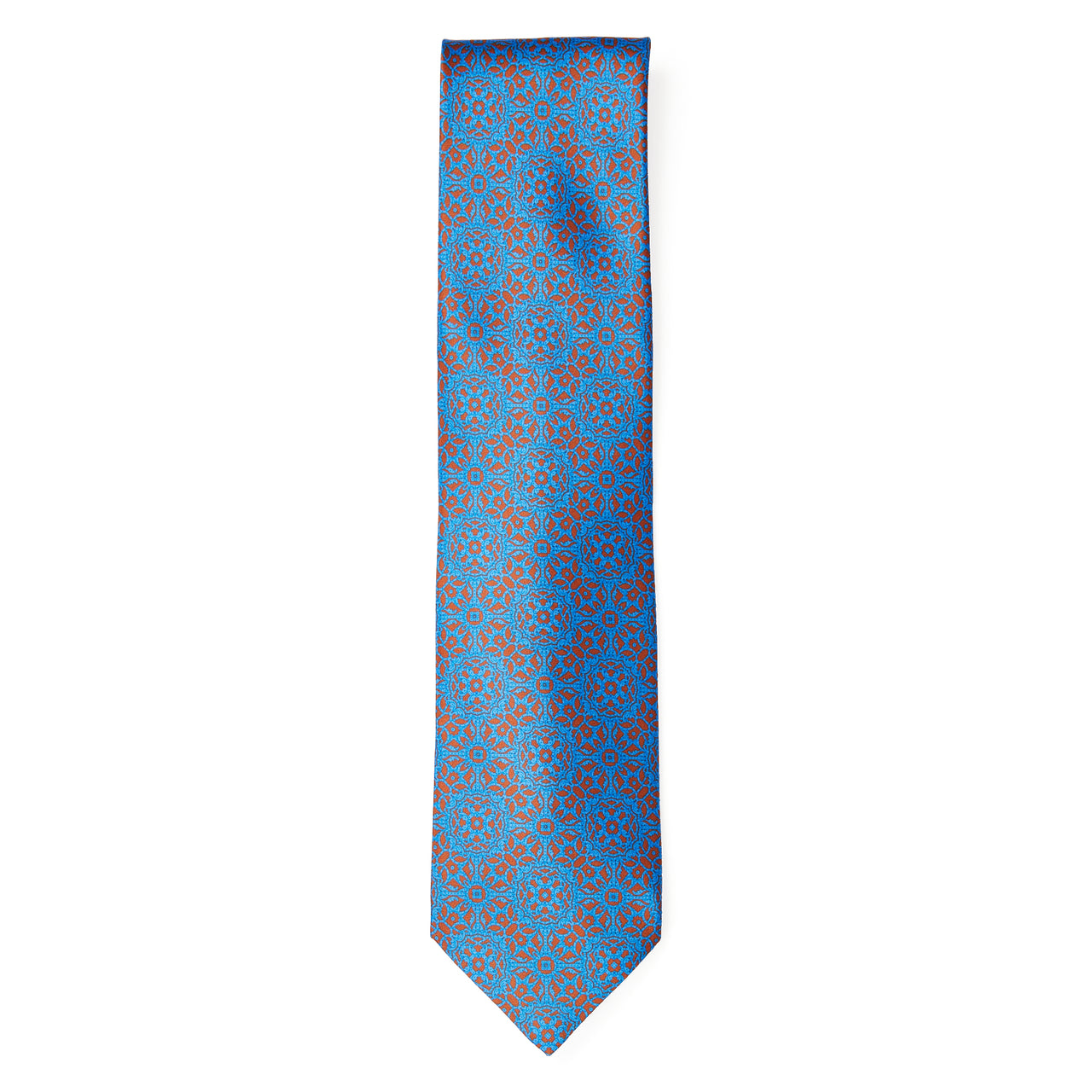 STEFANO RICCI Luxury Hand Made Silk Tie BLUE/ORANGE