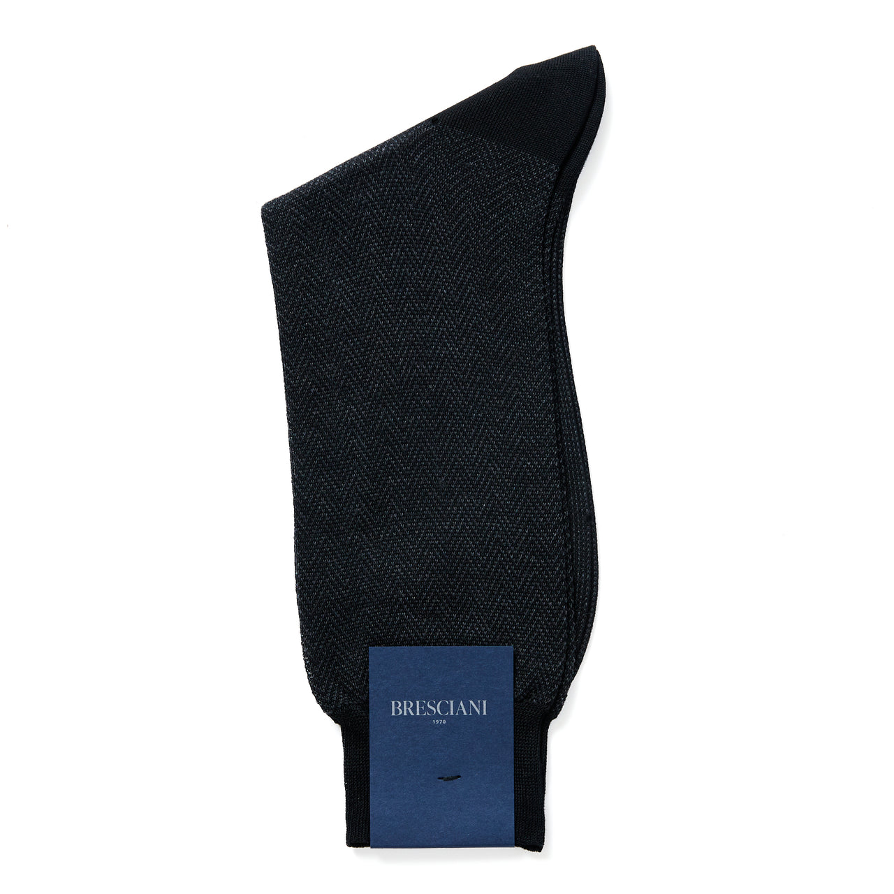 BRESCIANI Herringbone Ribbed Socks BLACK