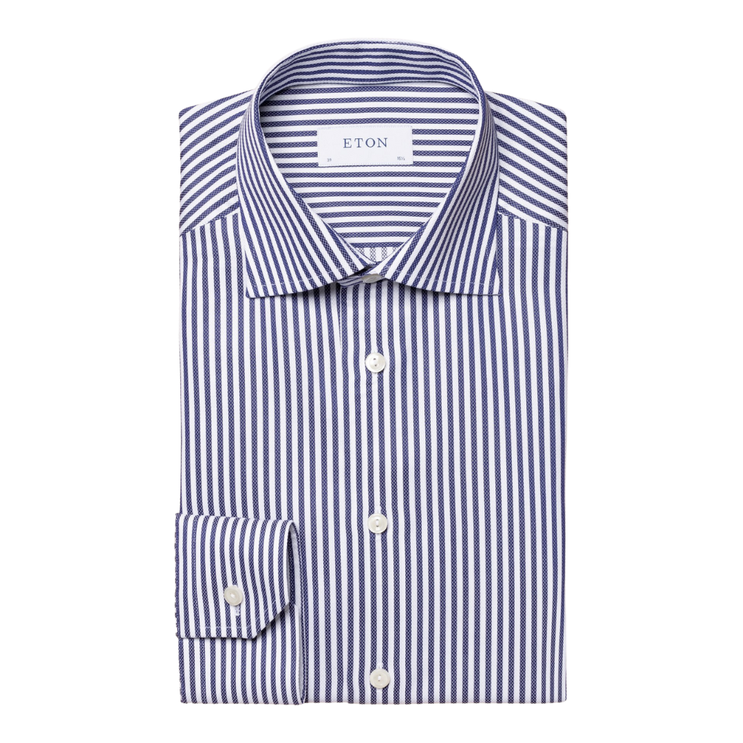 ETON Bengal Stripe Royal Twill Shirt Contemporary Fit NAVY
