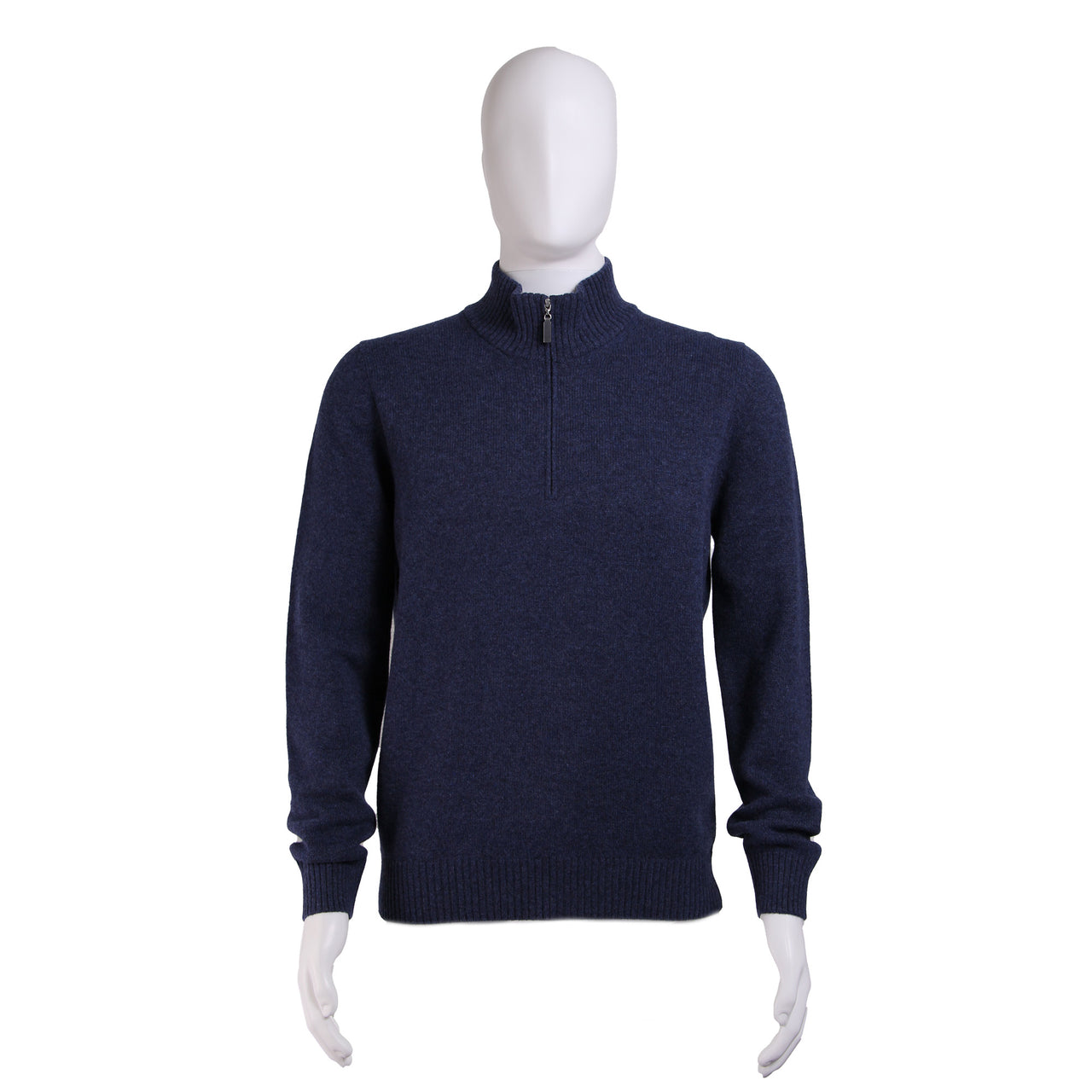 GRAN SASSO Cashmere/Wool Mock Neck 1/4 Zip Knit DENIM BLUE