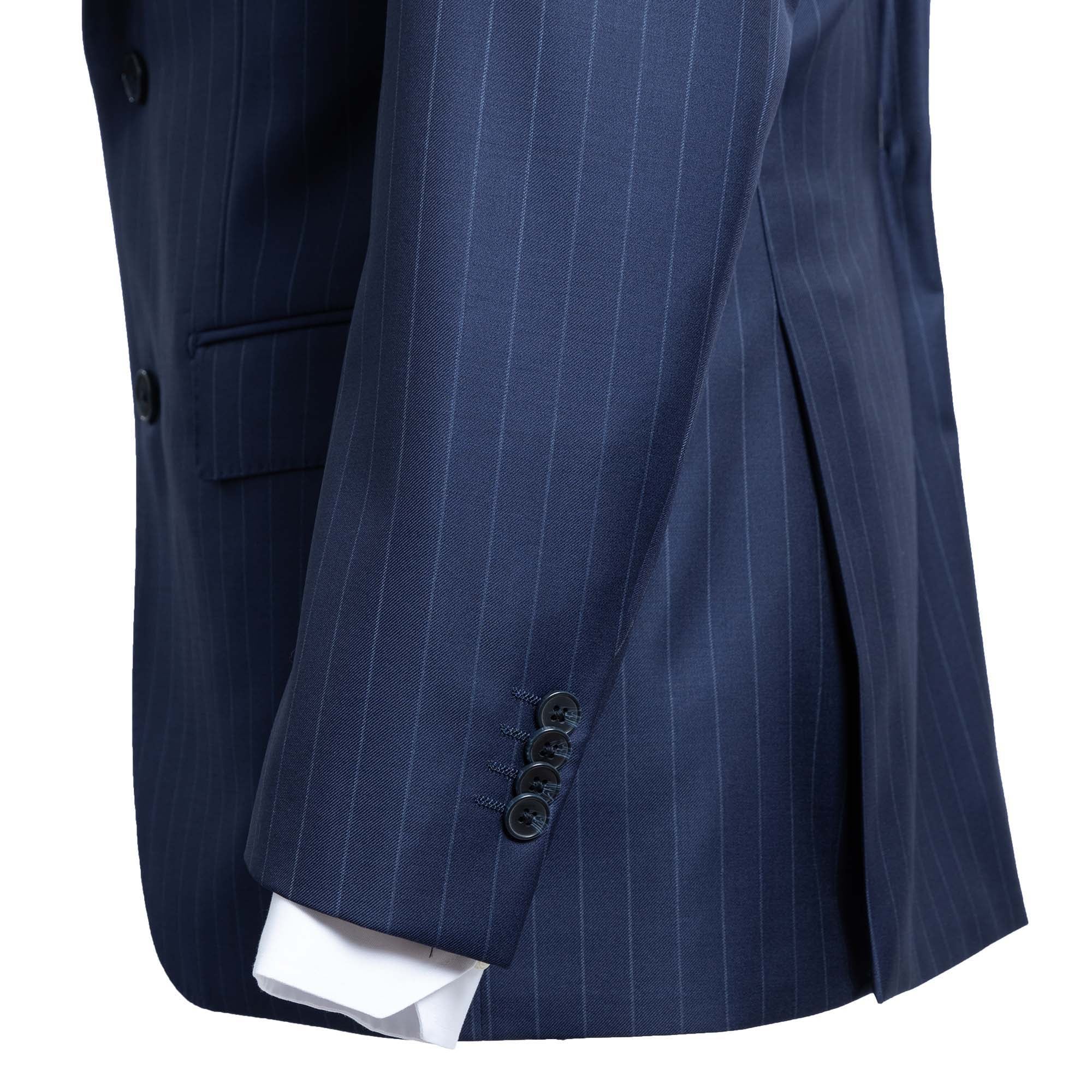 HENRY SARTORIAL Westminster Vitale Barberis Canonico Peak Lapel Wool Suit NAVY STRIPE REG