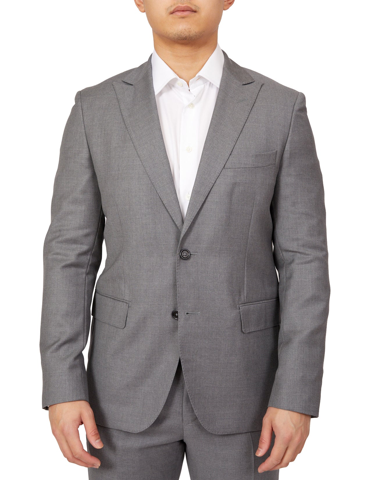 HENRY SARTORIAL Peak Lapel Micro Weave Suit GREY LG