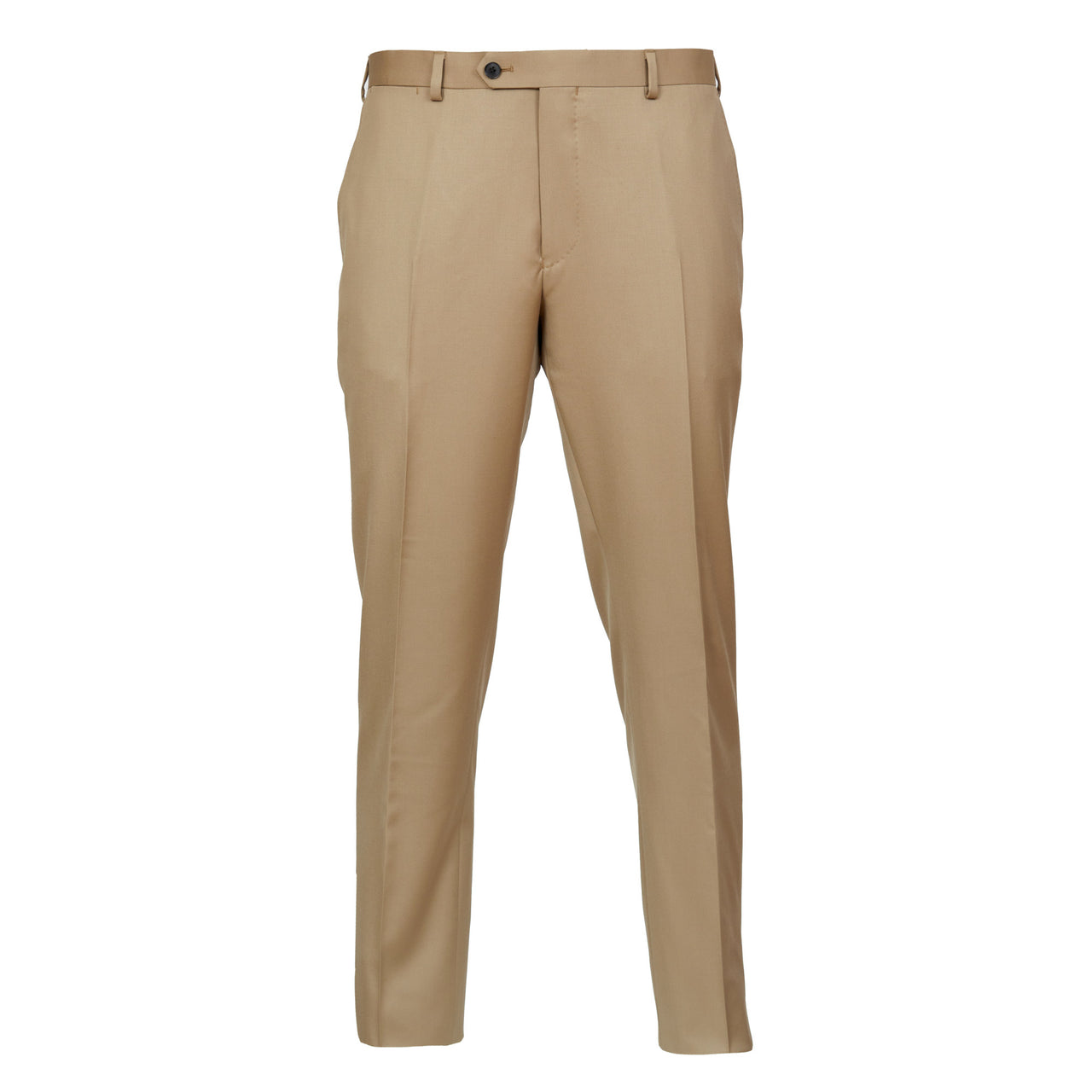 HENRY SARTORIAL Flat Front Wool Trousers CAMEL REG