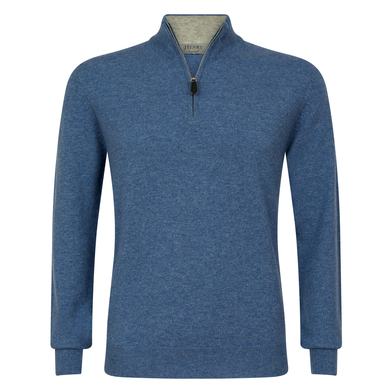 HENRY SARTORIAL Cashmere 1/2 Zip Knit MID BLUE