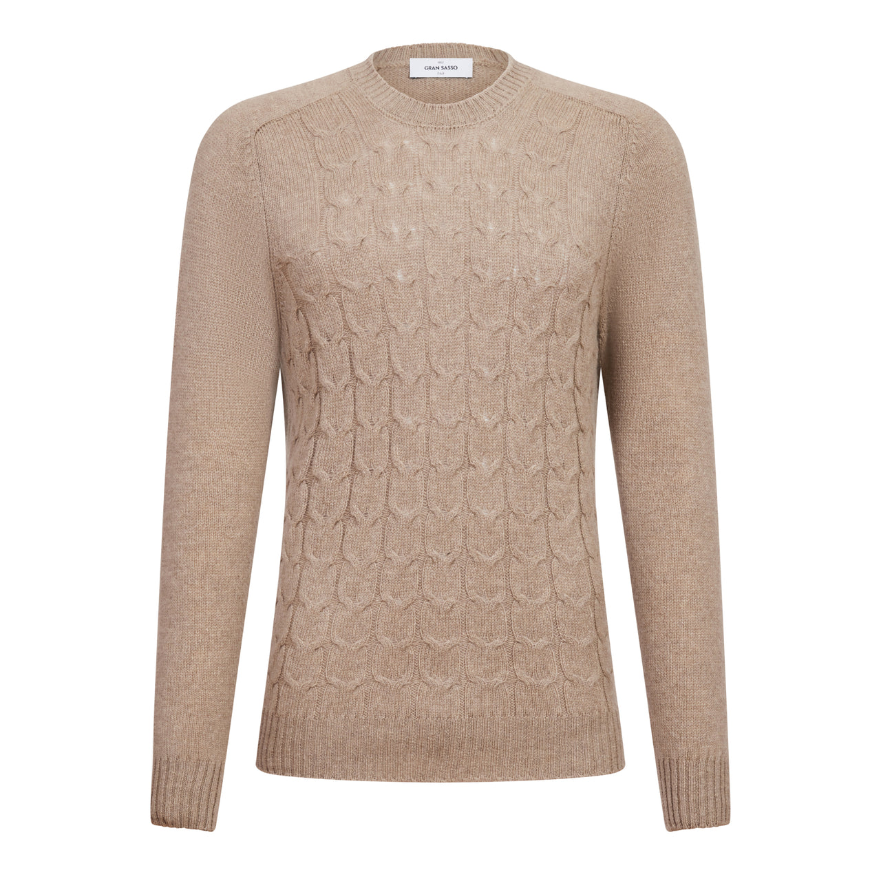 GRAN SASSO Air Wool Cable Crew Neck Knit LIGHT BROWN