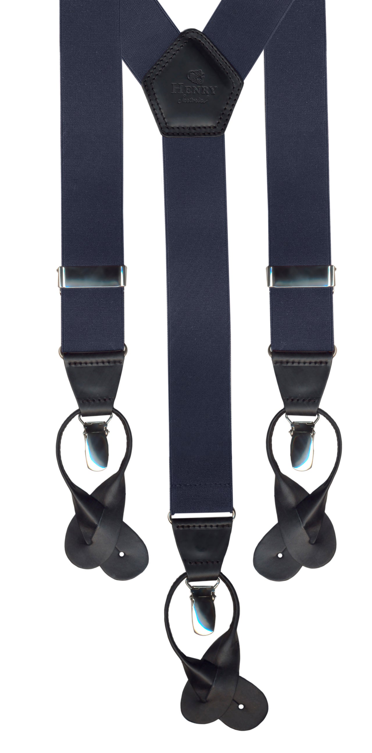 HENERY SARTORIAL x LEYVA Braces with Loops & Clips NAVY