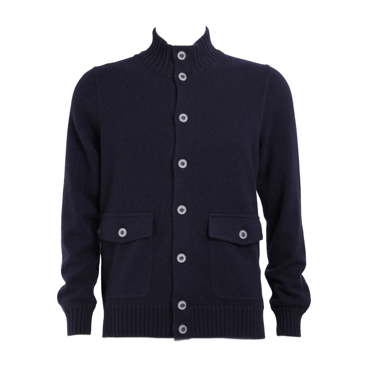 GRAN SASSO Felted Cashmere Knitted Jacket Navy