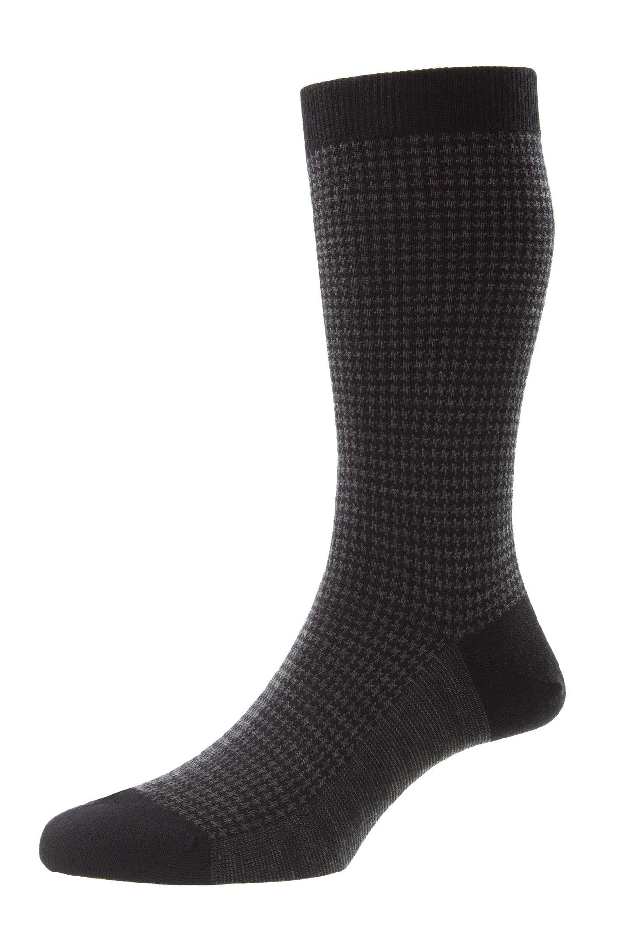 PANTHERELLA Highbury Houndstooth Merino Wool Men's Socks BLACK