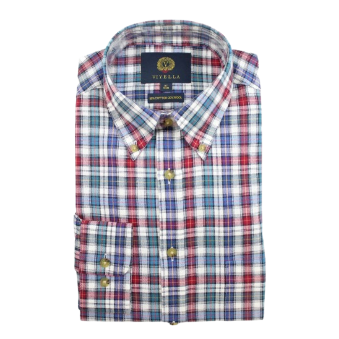 VIYELLA 80/20 Heritage Check Classic Fit Shirt with Button Down Collar MULTI
