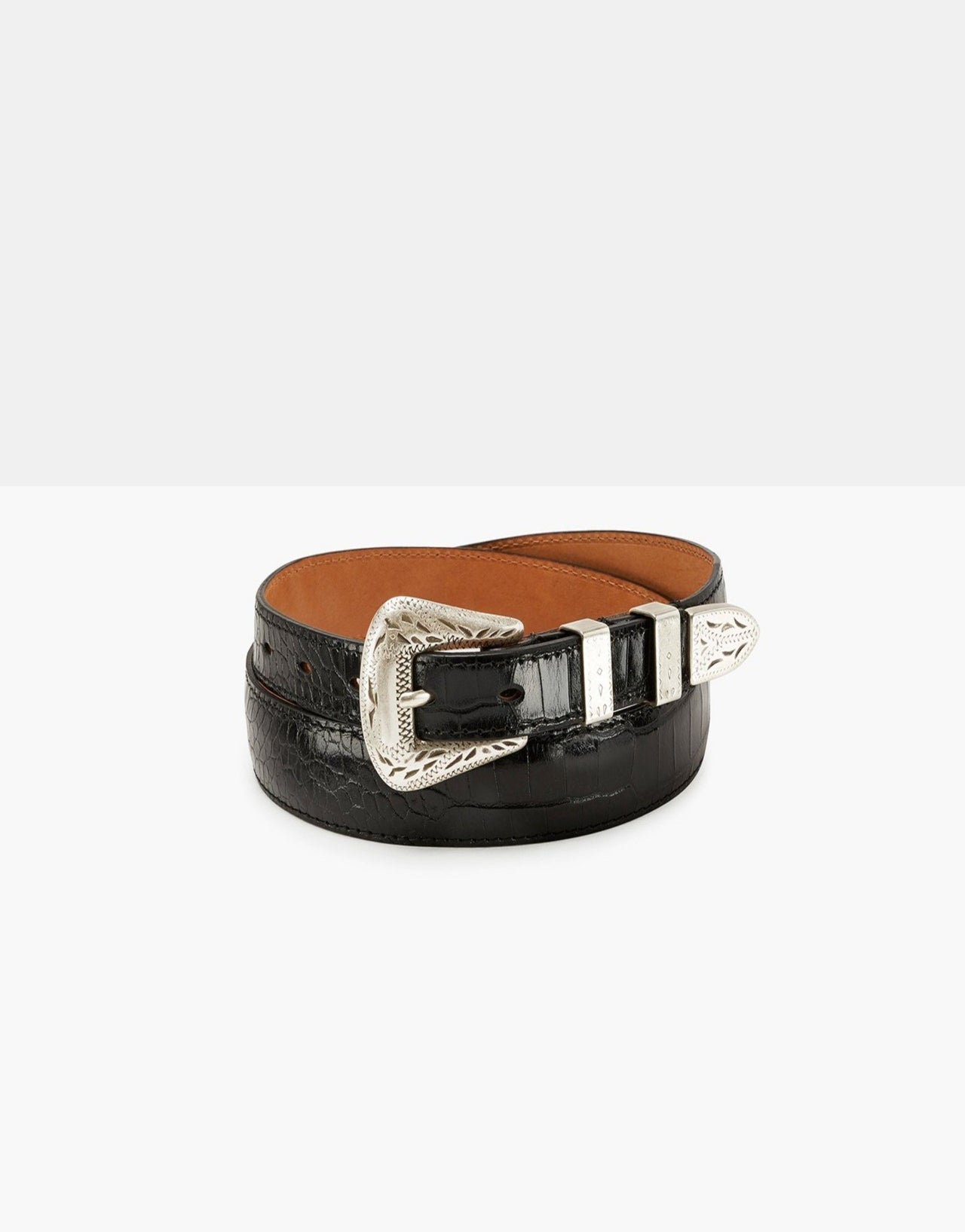 HENRY SARTORIAL X ADRIANO MENEGHETTI Croc Leather Belt BLACK