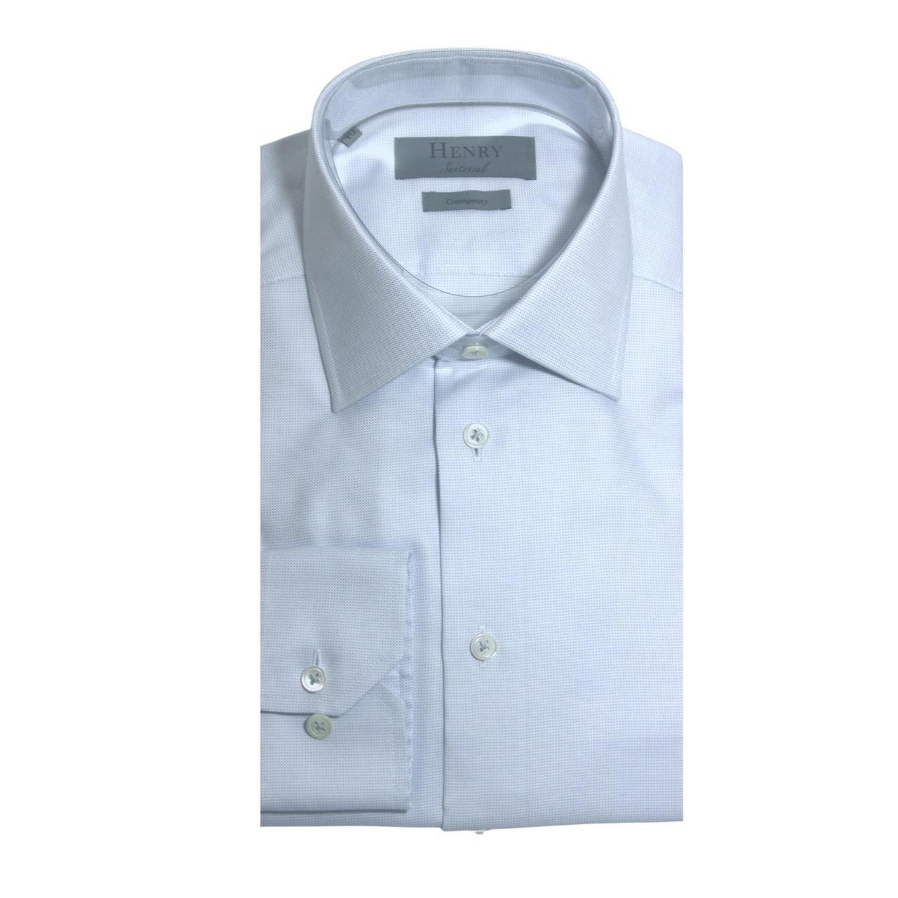 HENRY SARTORIAL Bedford Shirt Single Cuff Contemporary Fit Silver