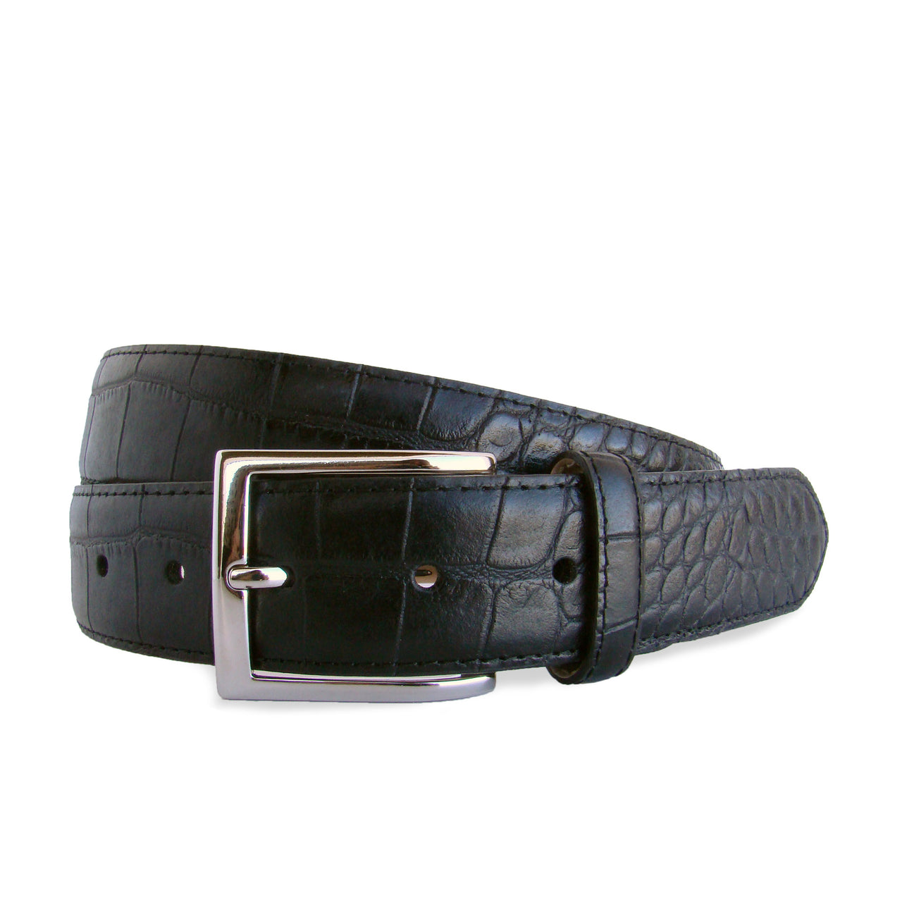 HENRY SARTORIAL x LEYVA Croc Leather Belt BLACK