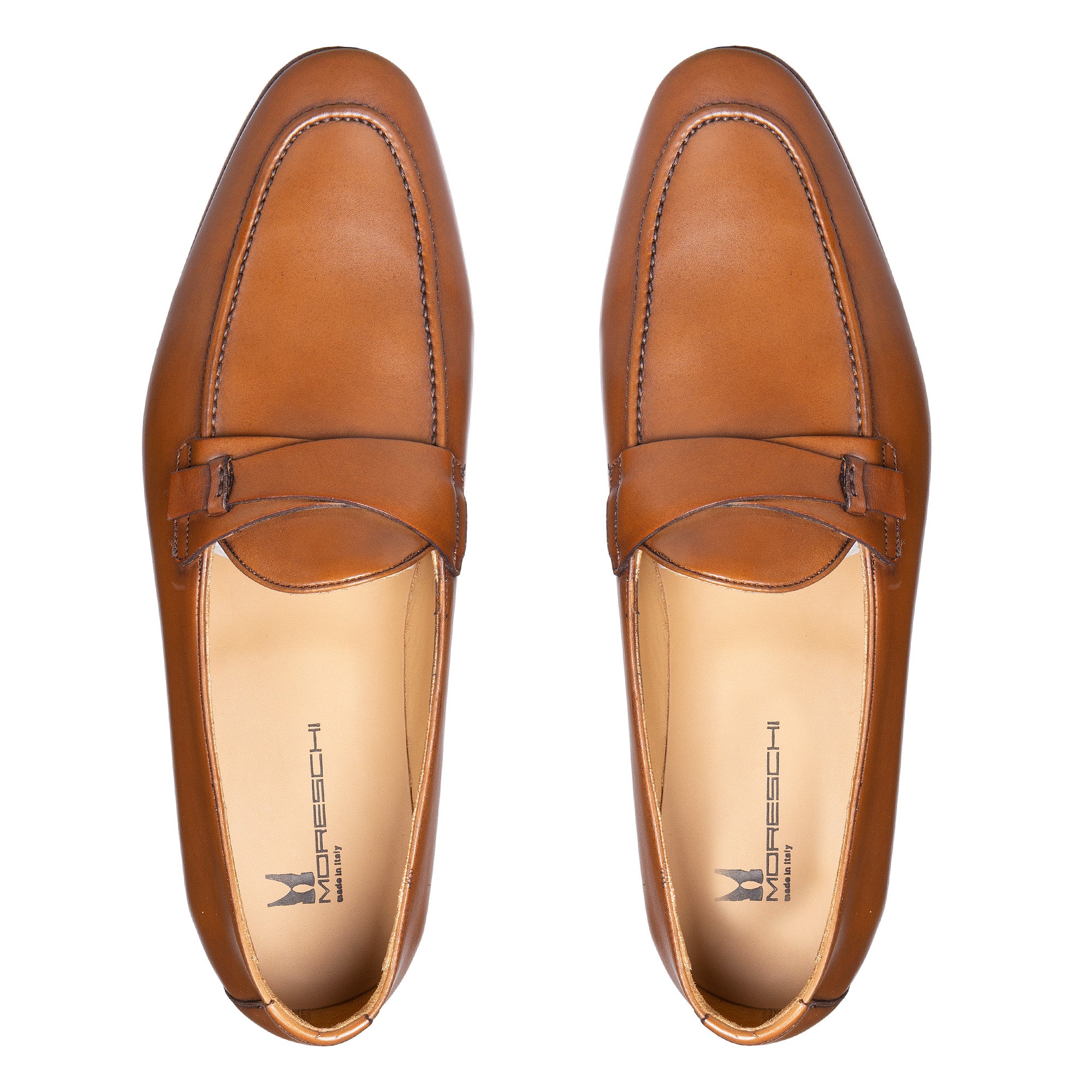 MORESCHI LOAFER LEATHER SHOES BRANDY
