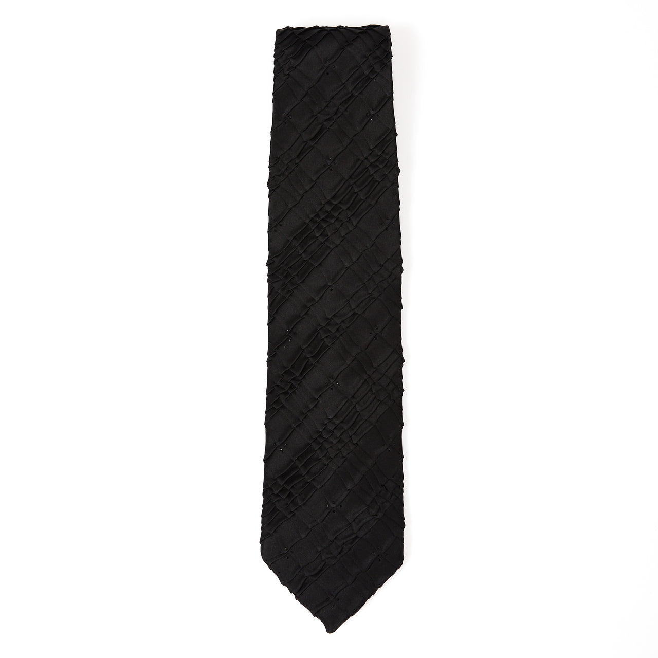 STEFANO RICCI Pleated Silk Tie BLACK