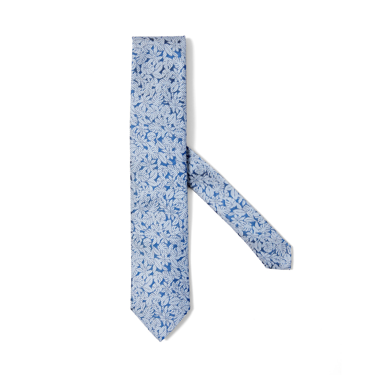 ERMENEGILDO ZEGNA Printed Seersucker Tie LIGHT BLUE