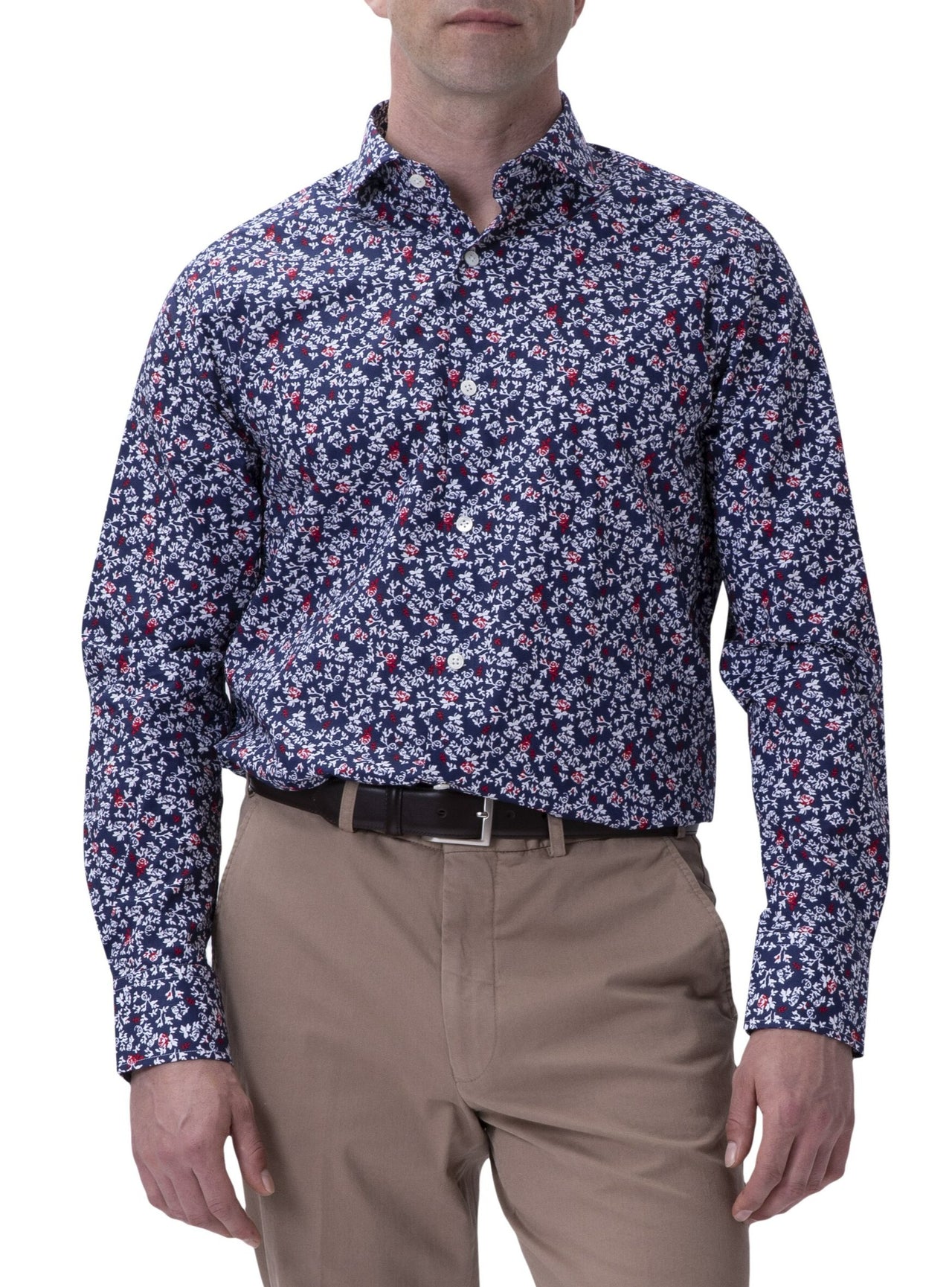 Henry Sartorial Floral Shirt Navy Red
