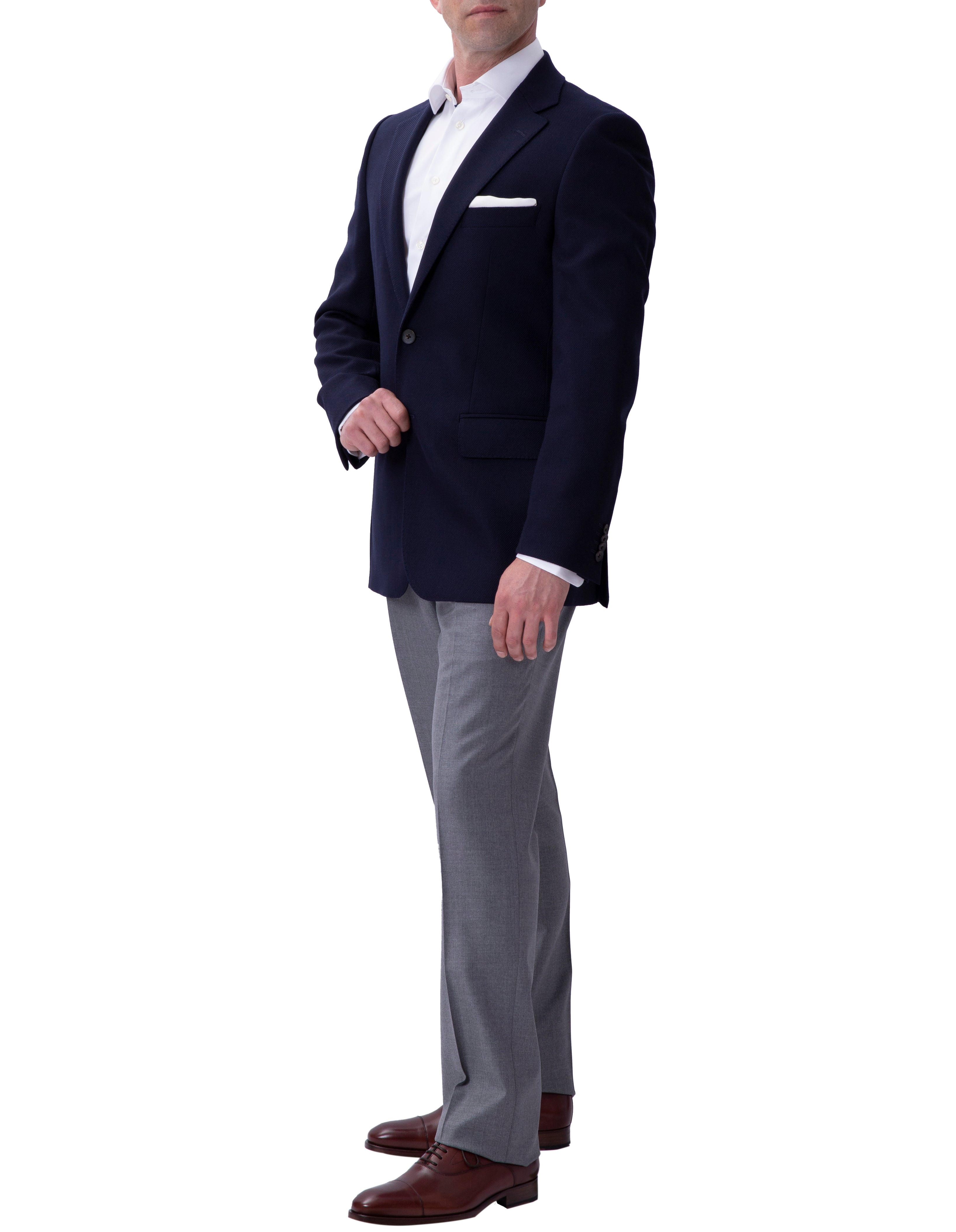 HENRY SARTORIAL London High Twist Travel Wool Blazer INDIGO LG