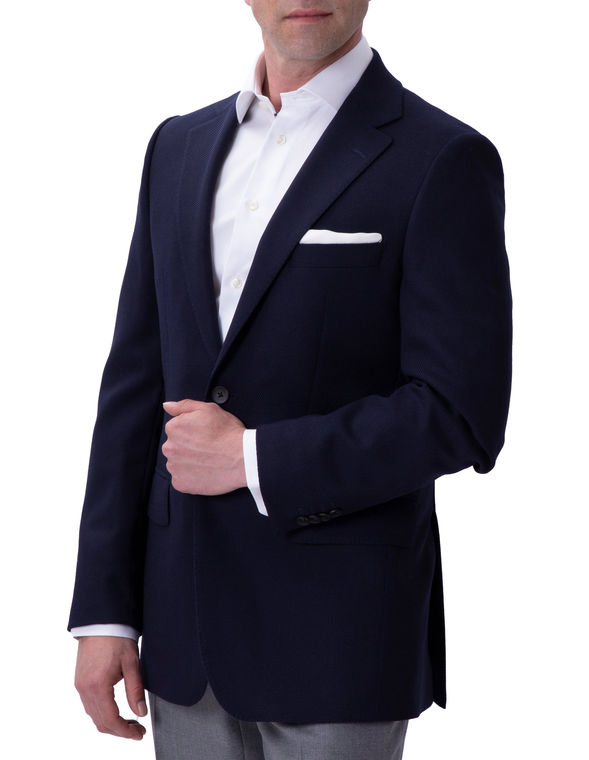 HENRY SARTORIAL London High Twist Travel Wool Blazer INDIGO LG