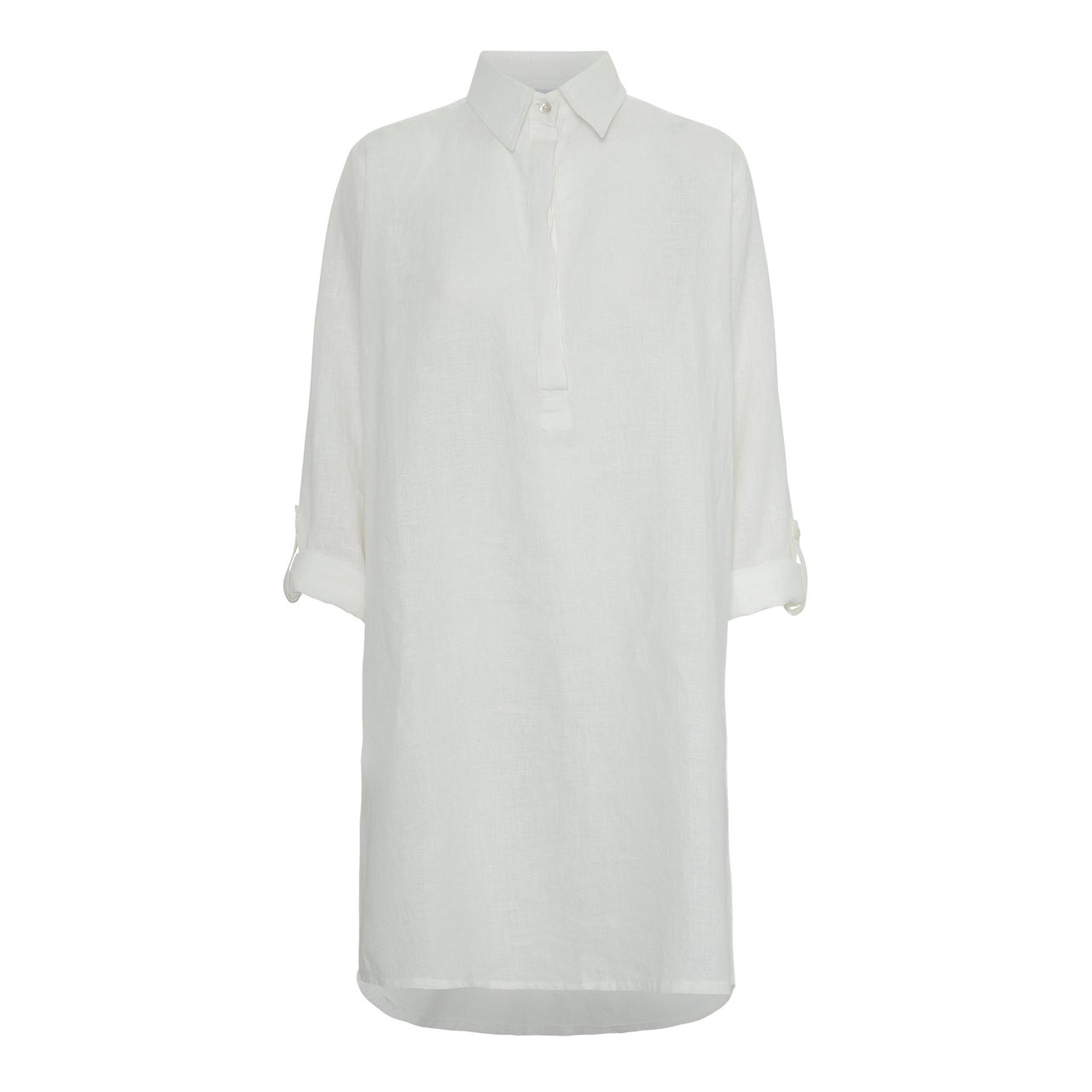 THESSA Linen Shirt Dress WHITE