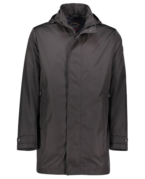 PAUL & SHARK Water Resistant Carcoat w/ Detachable Hood BLACK