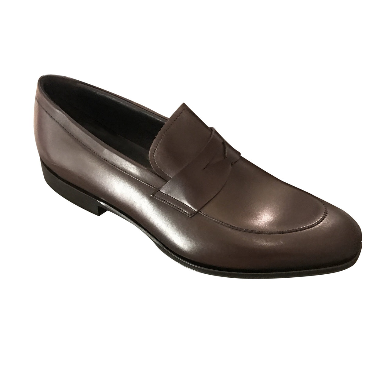 CANALI Calfskin Penny Loafers Shoe DARK BROWN