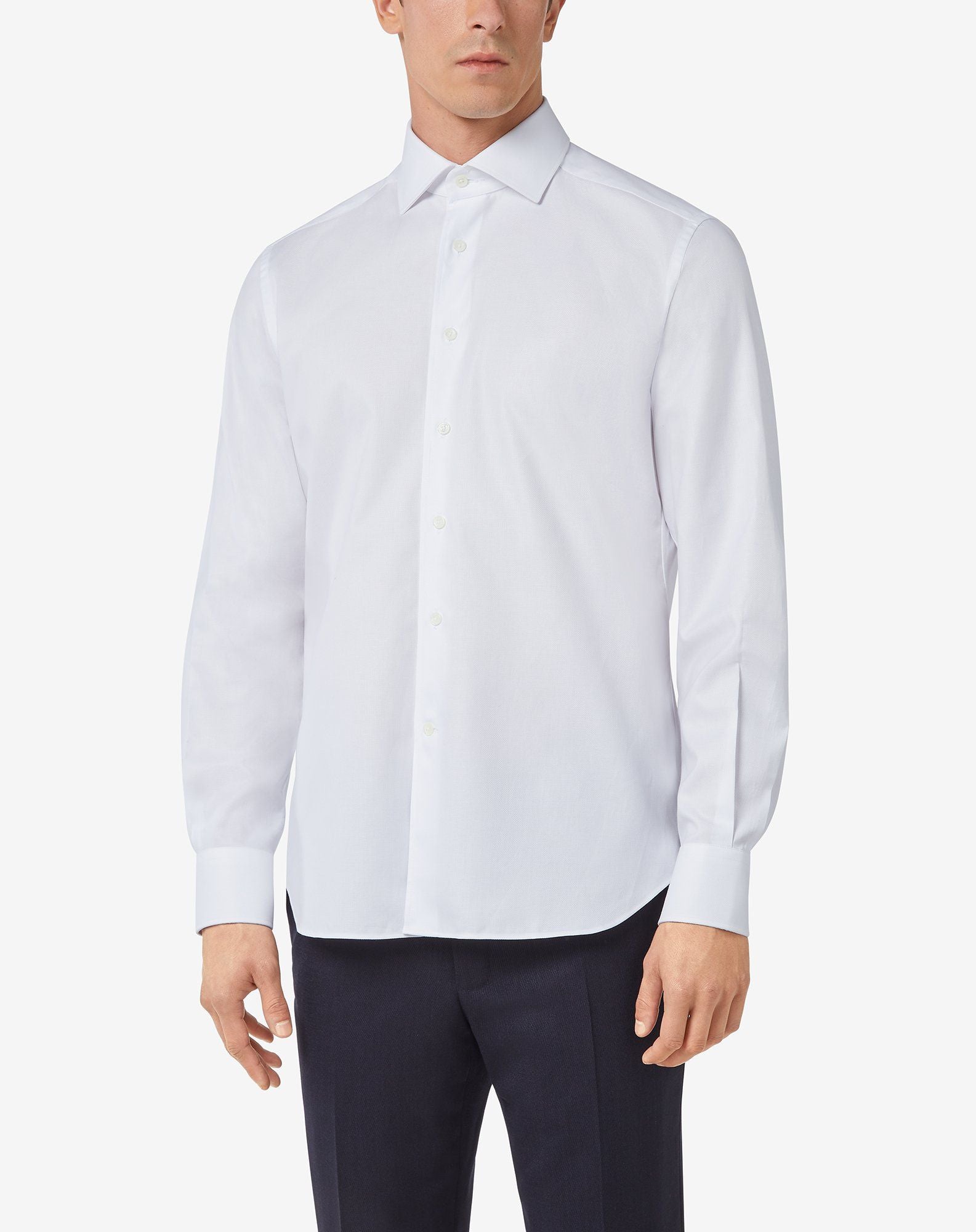 CORNELIANI Cotton Oxford Long Sleeve Shirt WHITE