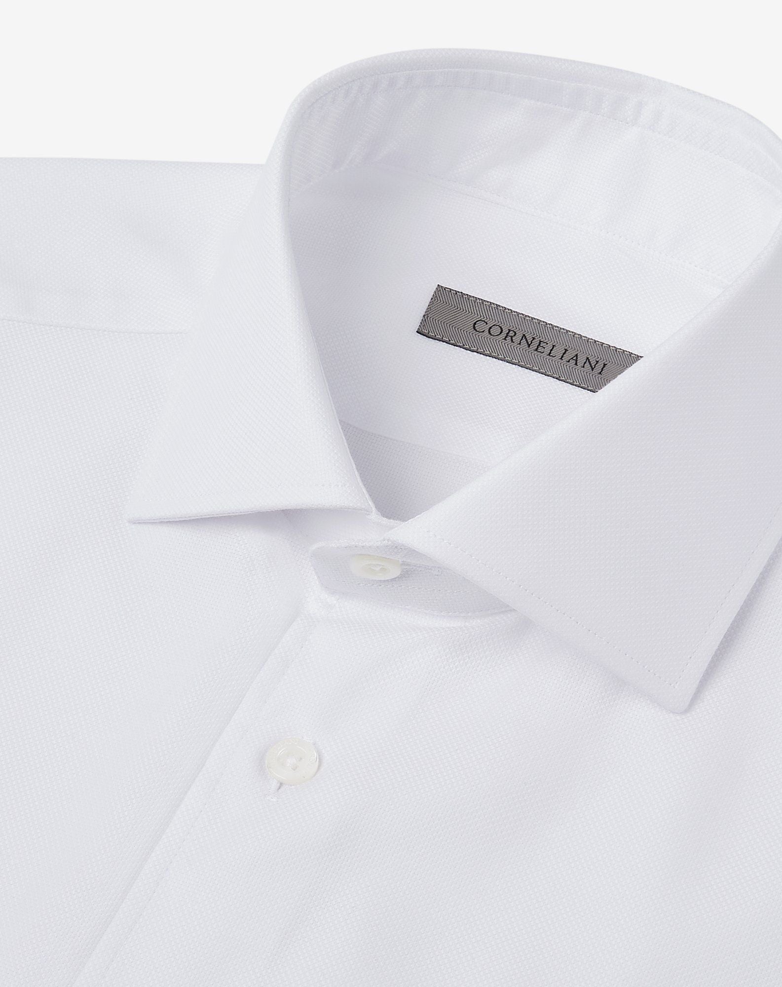 CORNELIANI Cotton Oxford Long Sleeve Shirt WHITE
