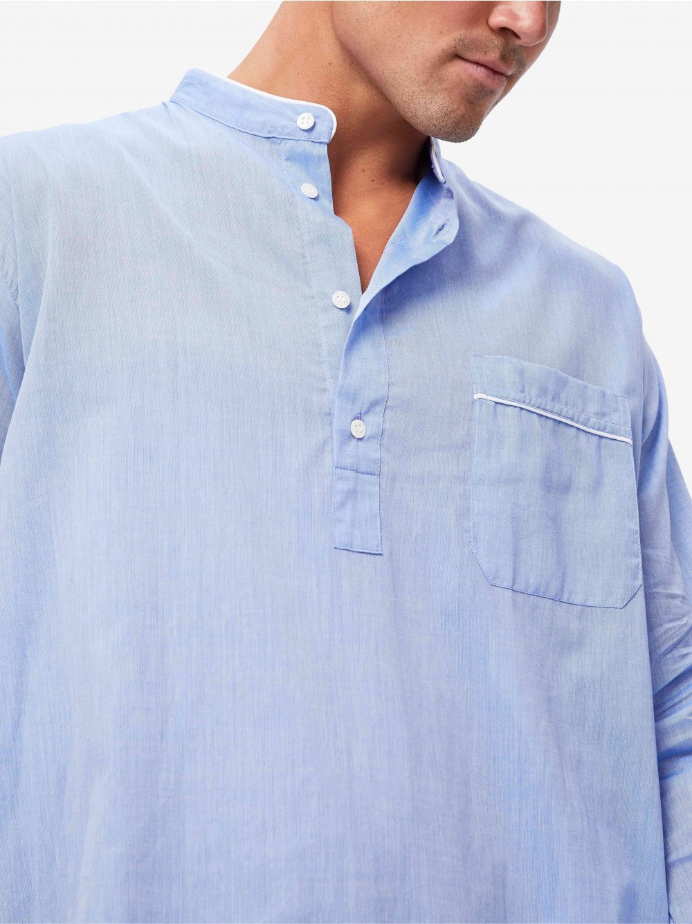 DEREK ROSE Amalfi Men's Nightshirt BATISTE BLUE - Henry Bucks